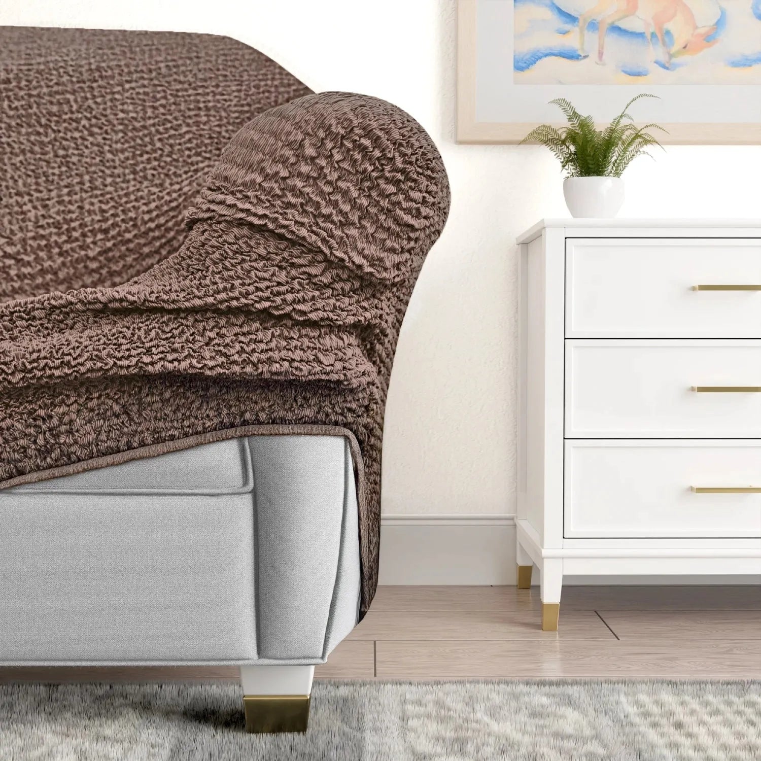 2 Seater Loveseat Slipcover - Mille Righe Collection | Sofa Protector for Living Room, Bedroom & Office | Washable & Durable Furniture Cover