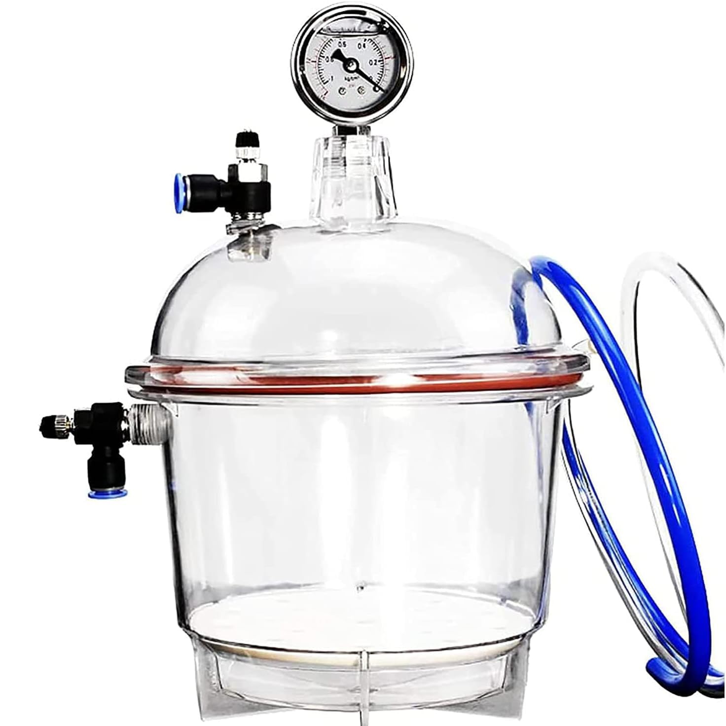 Lab Vacuum Desiccator - Polycarbonate Vacuum Dryer Jar with Pressure Gauge & 150mm Double Valve | Scientific Research Equipment for Vacuum Drying & Storage | Ideal for Laboratory Experiments, Chemical Sample Preservation & Moisture-Sensitive Material Handling