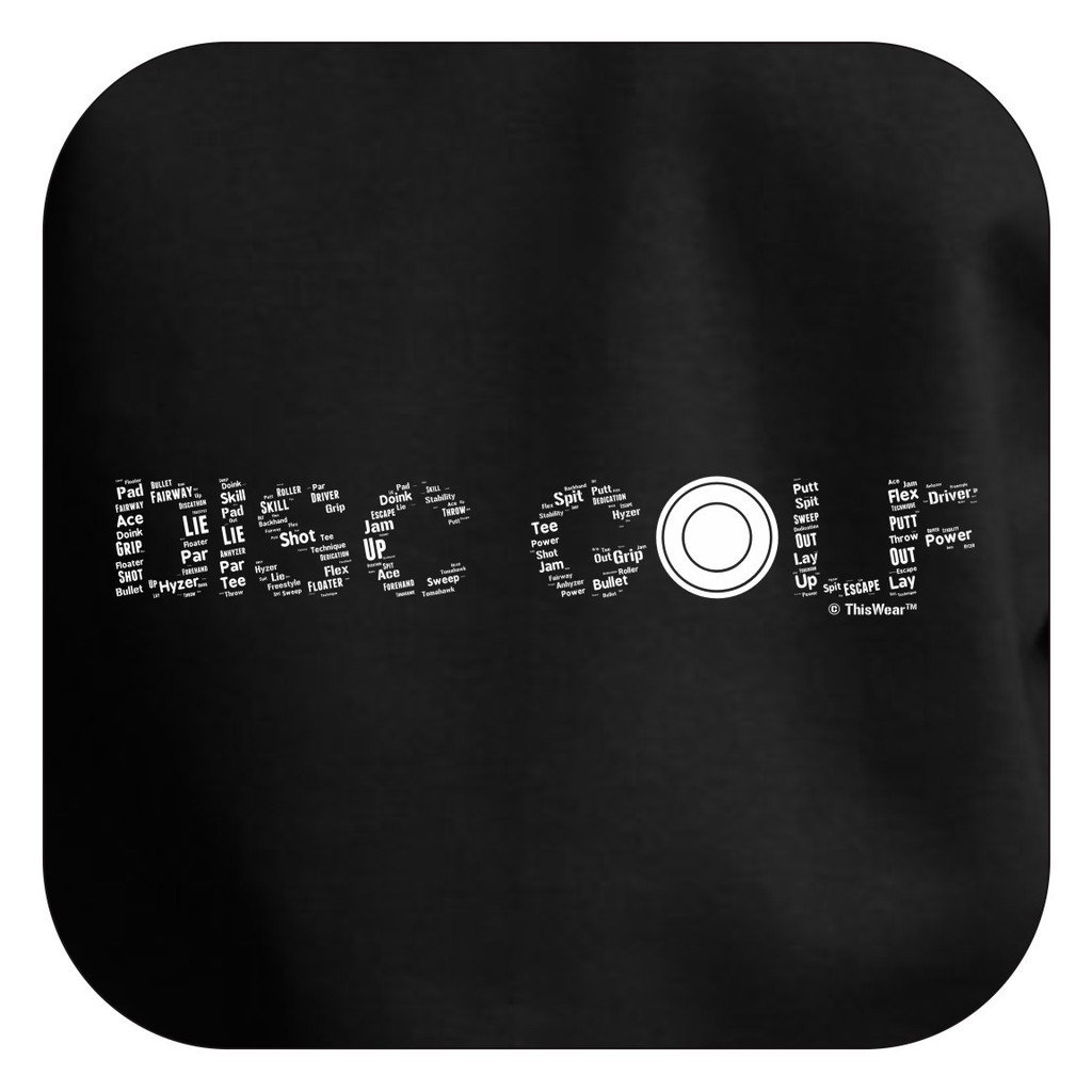 ThisWear Premium Disc Golf Hoodie Sweatshirt - Word Collage Design - Perfect Gift for Disc Golf Players - Ideal for Casual Wear, Outdoor Activities & Sports Events