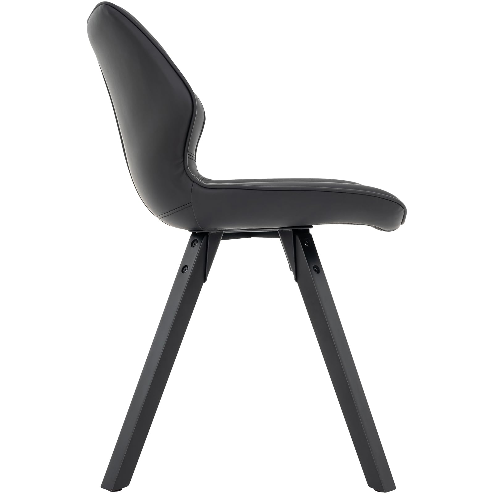 Brage Living Dining Chairs Set of 2 - Modern PU Leather Kitchen & Dining Room Chairs, Upholstered Armless Side Chairs with Solid Wood Legs (Black) - Perfect for Small Spaces, Breakfast Nooks & Contemporary Dining Areas