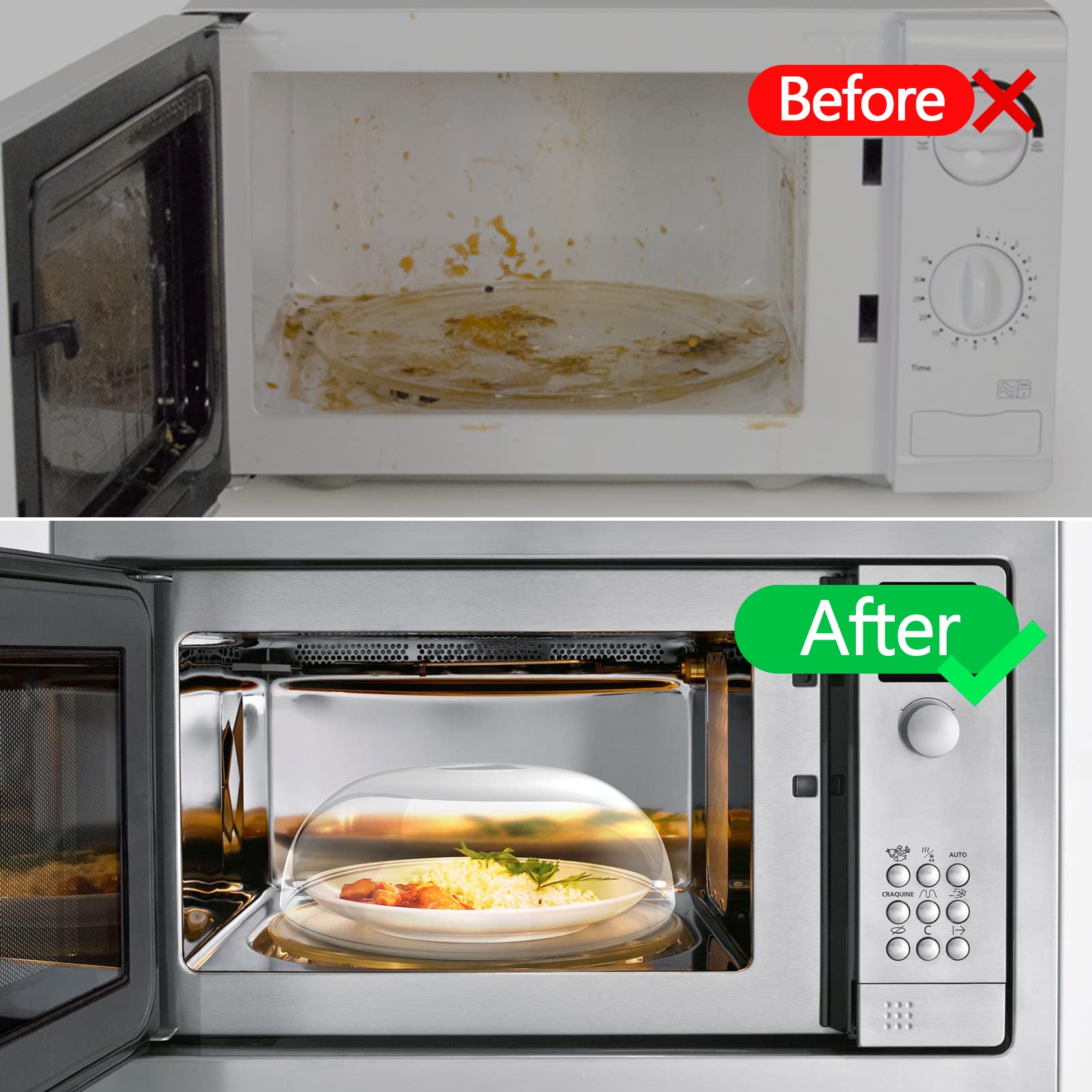BPA-Free Microwave Cover for Food Splatter Protection - 2 Pack with Handle & Steam Vents | Keeps Microwave Oven Clean | Perfect for Reheating Meals, Popcorn & Leftovers