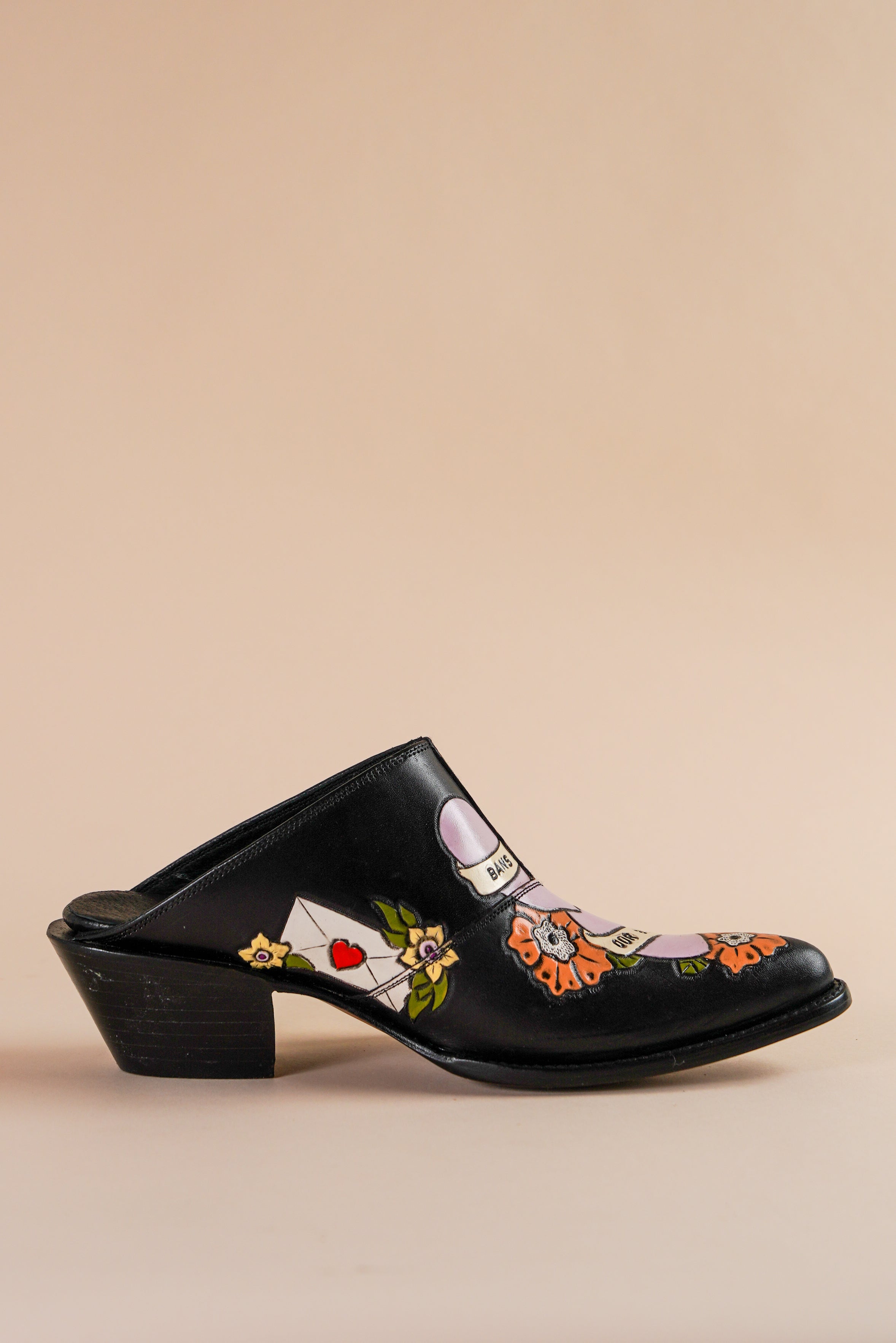 Bans Off Our Bodies Doodle Mule Slippers in Midnight Black - Cozy House Shoes for Women, Perfect for Relaxing at Home, Lounging & Self-Care Moments