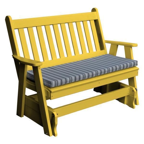 A & L Furniture Poly Traditional English Glider - Classic Rocking Chair for Nursery, Porch & Living Room - Comfortable Patio & Indoor Seating for Relaxation & Nursing
