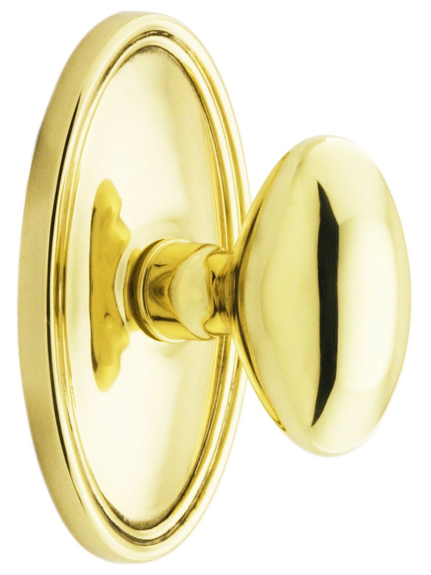 Oval Rosette Set with Elliptical Brass Knobs - Double Dummy PVD Door Handles for Interior Doors - Perfect for Home, Office & Cabinet Hardware Upgrade