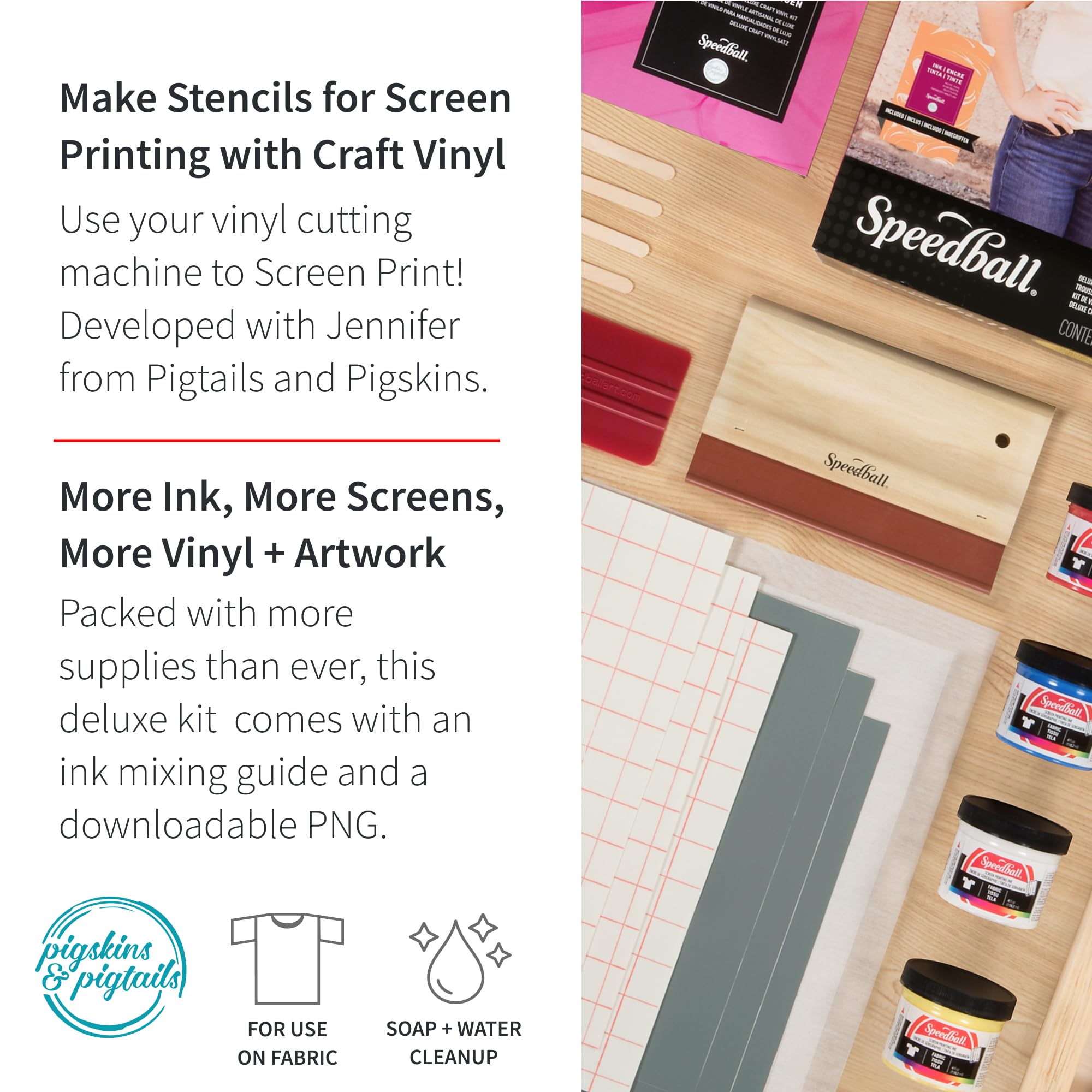 Speedball Deluxe Screen Printing Kit for T-Shirts & Home Decor - Vinyl Craft Kit Compatible with Cutting Machines - DIY Custom Apparel & Wall Art Projects