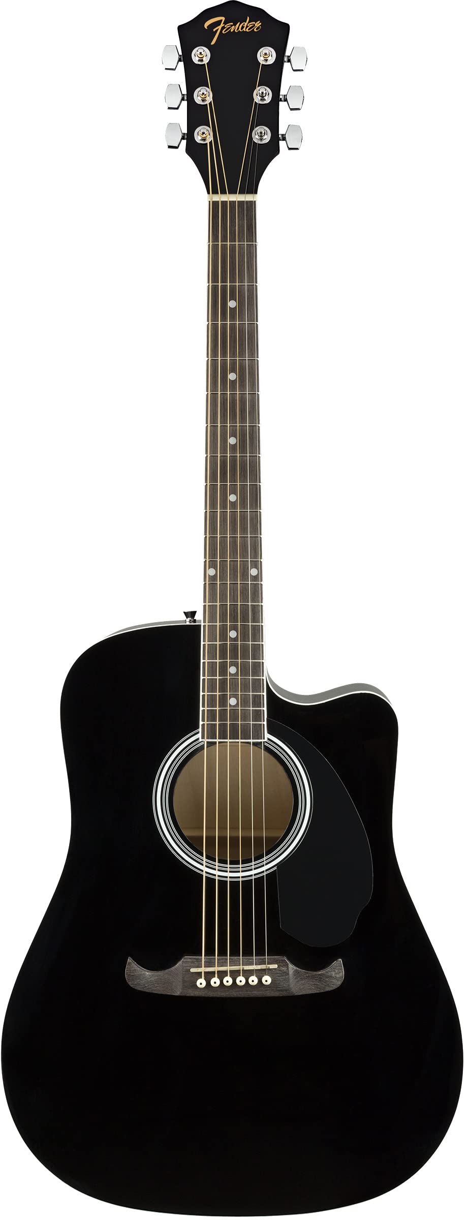 Fender FA-125CE Dreadnought Cutaway Acoustic-Electric Guitar Bundle - Black with Hard Case, Strap, Strings, Picks, Online Lessons & DVD | Perfect for Beginners, Live Performances & Home Practice