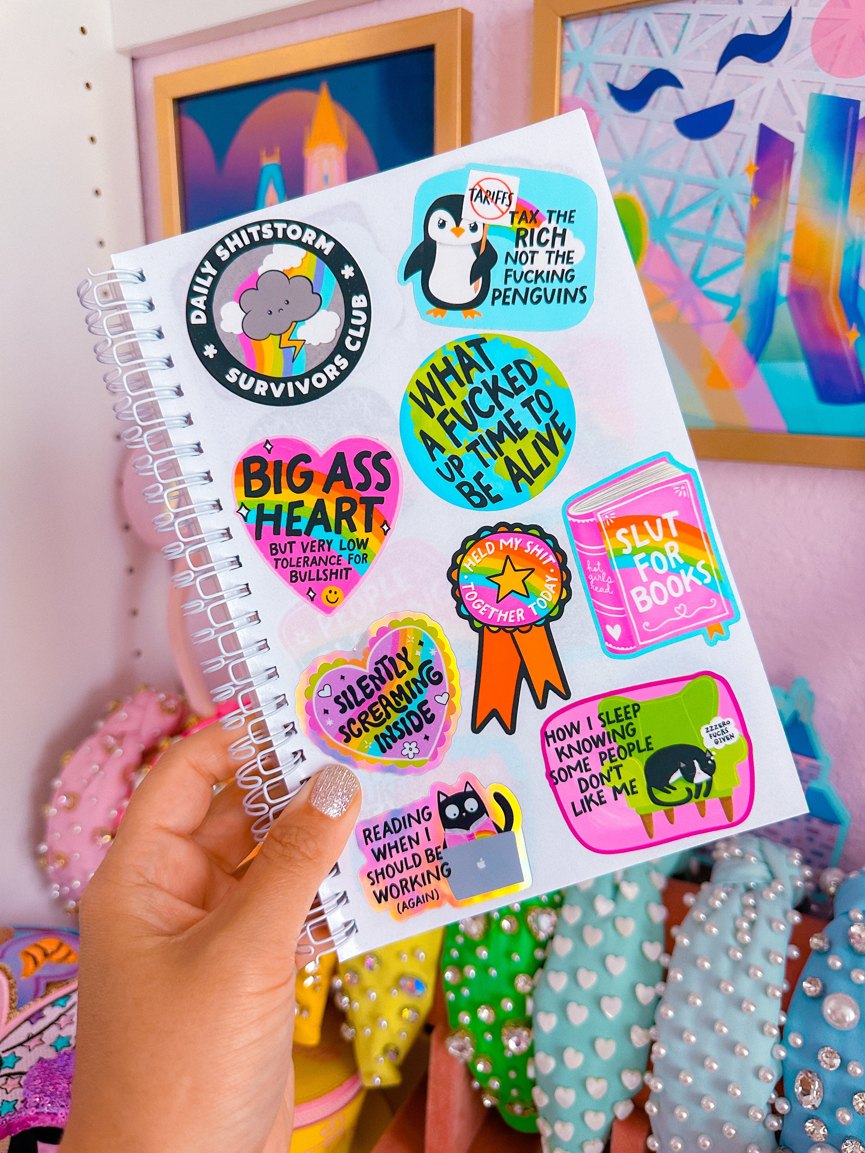 Waterproof Sticker - Funny Reading Trash Cat Design for Laptops, Water Bottles & Notebooks - Perfect for Book Lovers & Cat Enthusiasts