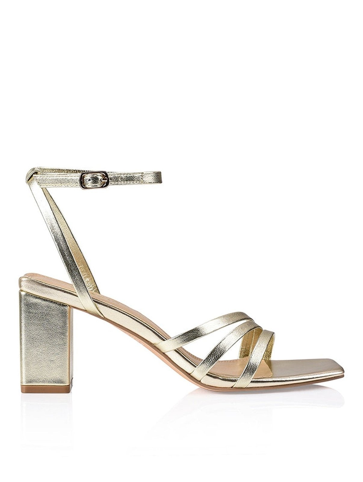 Tessie Block Heel Sandals - Soft Gold Metallic Women's Shoes | Comfortable & Stylish for Summer, Weddings & Parties