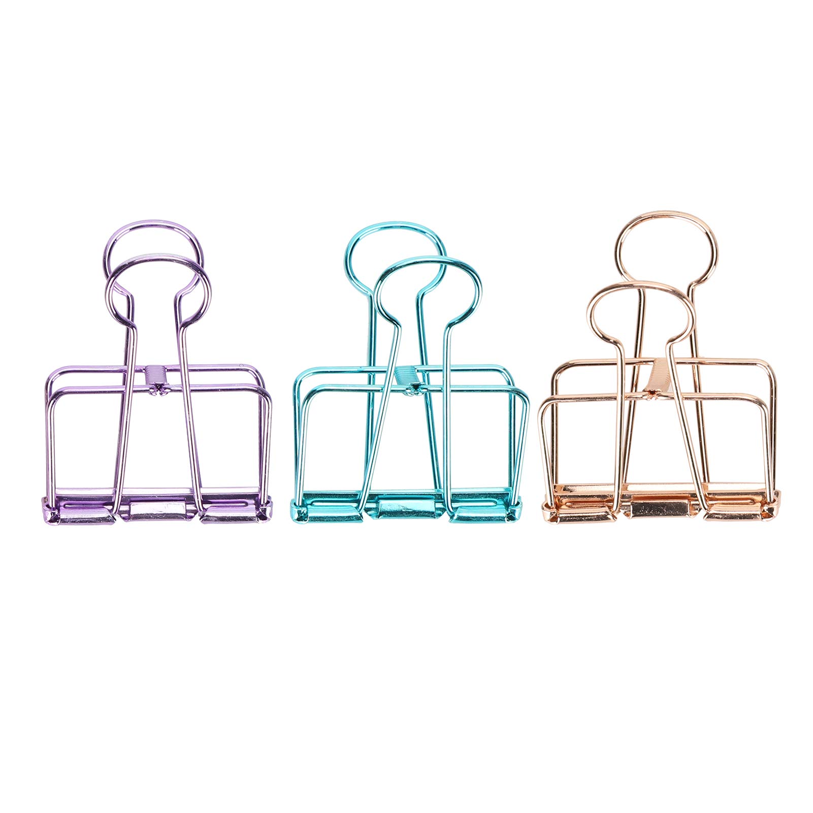 16pcs Colorful Hollowed Metal Binder Clips - Multicolor Paper Clips for Office, School & Home Organization - Strong Iron Wire Document Clamps for Files, Notes & Bulletin Boards