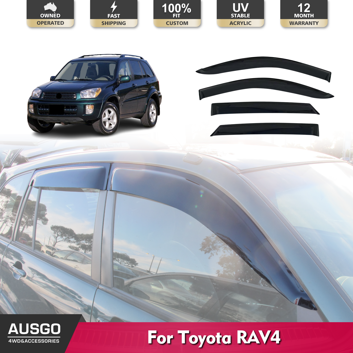 Weather Shields for Toyota RAV4 5-Door (2000-2006) - Rain Guards & Window Deflectors for All-Weather Protection & Style Enhancement