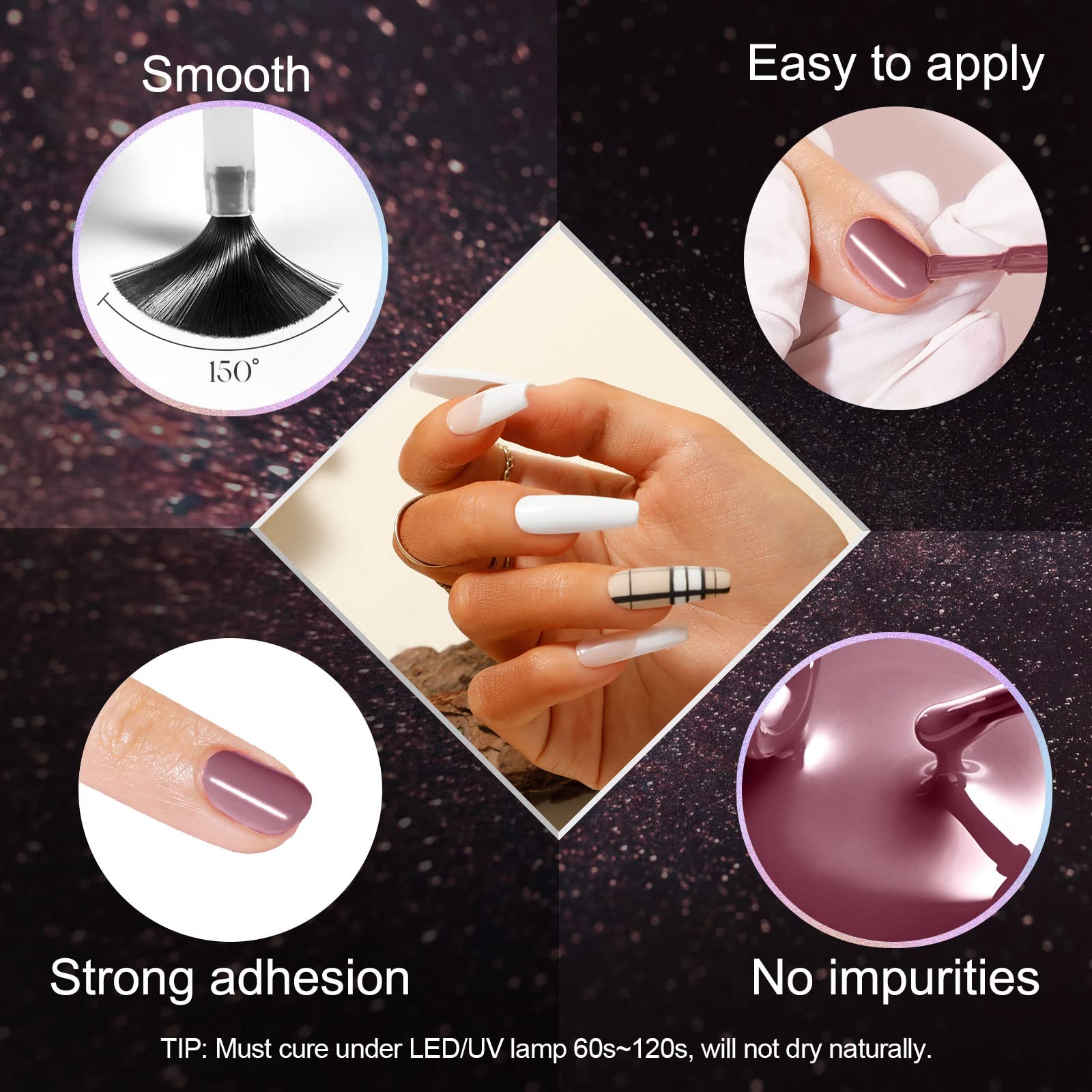 ROSALIND 6PCS White & Nude Gel Polish Set - Light Pink Nail Polish Collection for Salon & Home Manicure - Long Lasting Gel Nail Polish Kit for DIY Nails, Bridal, Party & Everyday Wear