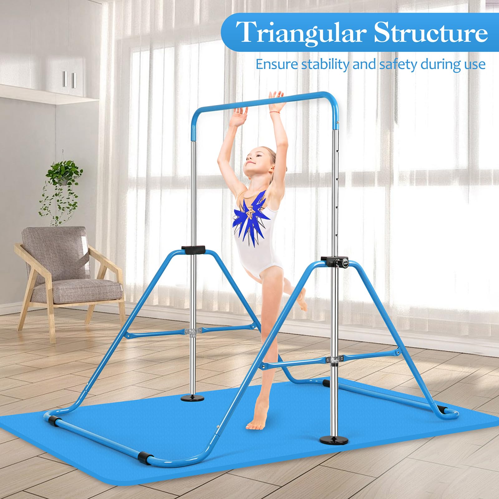 Adjustable Gymnastics Bars for Kids - Expandable Training Equipment for Home Gym & Play