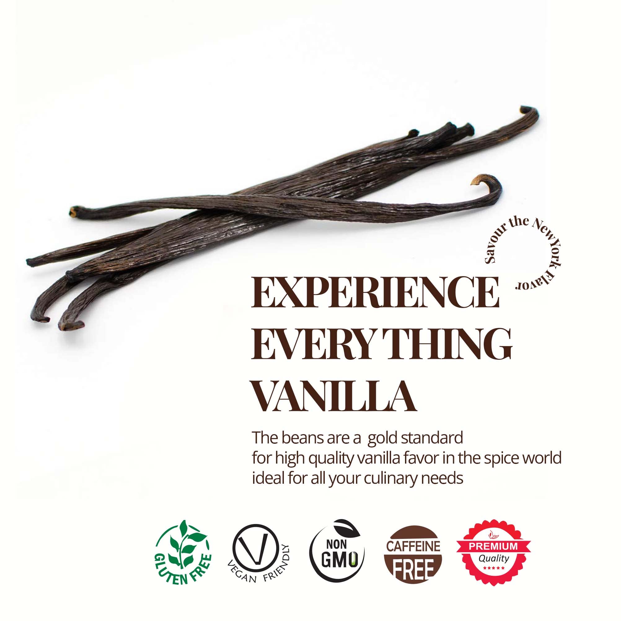 Premium 2 Lb. Bulk Grade A Vanilla Beans - Whole Vanilla Pods for Extract Making, Cooking, Baking & Desserts | Non-GMO, Natural Flavor Enhancer | Perfect for Homemade Ice Cream, Cakes & Gourmet Recipes by NY