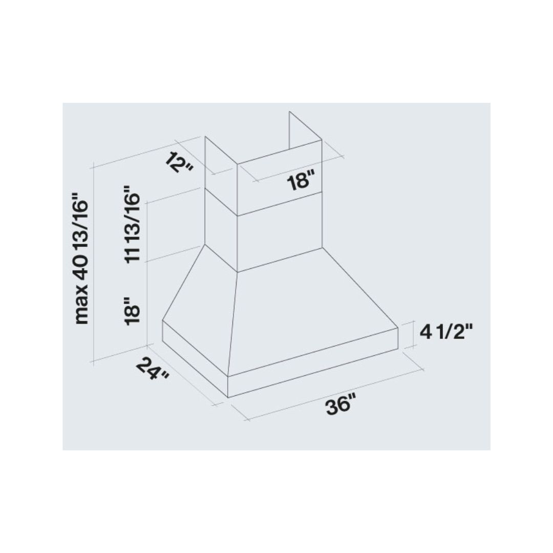 Falmec Pyramid Pro 1000 CFM Stainless Steel Wall Mount Range Hood - Professional Kitchen Ventilation with Multiple Size Options (FPDPR) - Perfect for Modern Home Kitchens & Restaurant Use