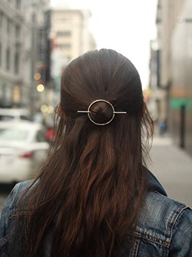 DoubleNine Open Circle Hair Clip - Minimalist Brass Hair Barrette for Women & Girls - Elegant Bridal Hair Accessories (Silver) | Perfect for Weddings, Parties & Everyday Wear