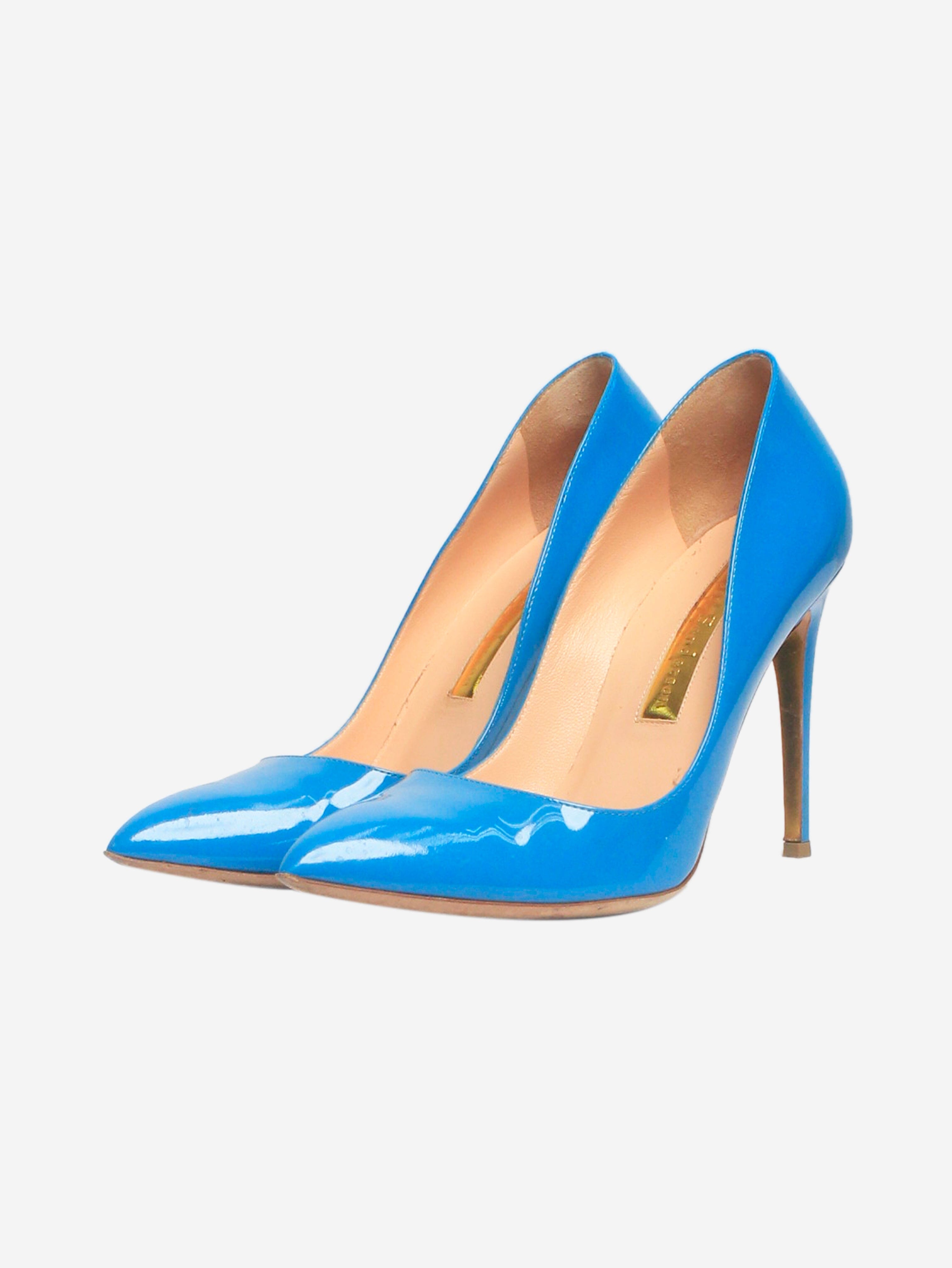 Blue Malory Patent Leather Pointed Toe Pumps - Women's Size EU 40 (US 9) - Elegant High Heels for Office, Party & Special Occasions