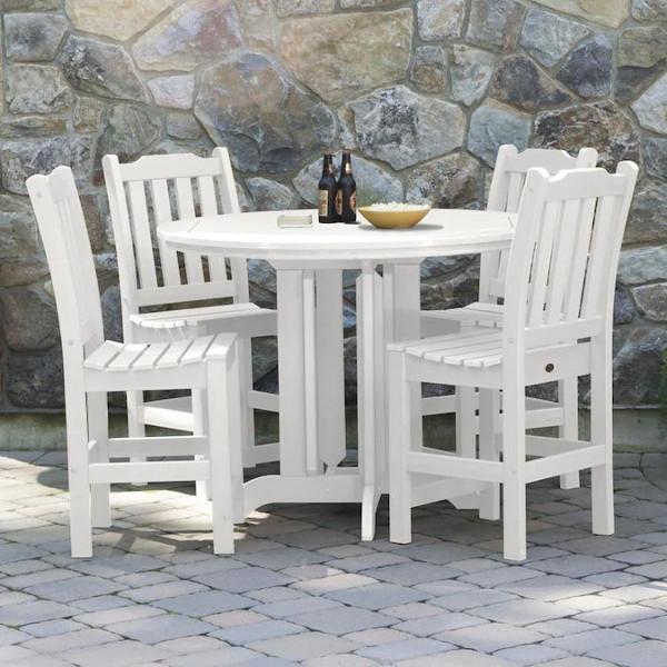 Lehigh 5-Piece Round Counter Height Recycled Plastic Outdoor Dining Set - Patio, Deck, Garden, or Backyard Furniture for Casual Entertaining