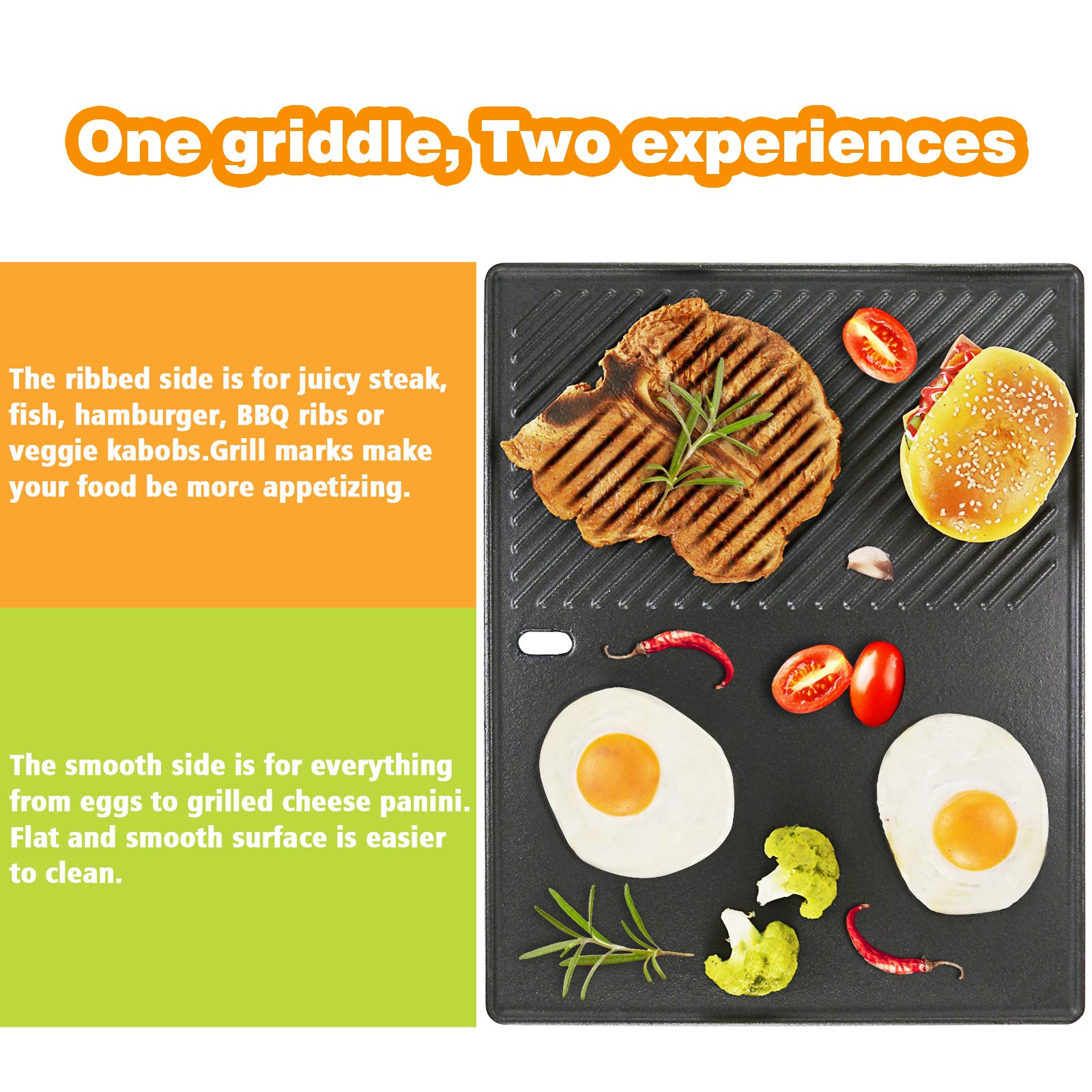 Hisencn 2-Pack Stainless Steel Cooking Grate & Griddle Replacement Parts - Compatible with Nexgrill 720-0830H, 720-0783E, 720-0888N, 720-0888, 720-0697, Charbroil 463241113, 463449914, Kenmore 720-0670A, 41516106210 - Perfect for Grilling, BBQ, and Outdoor Cooking