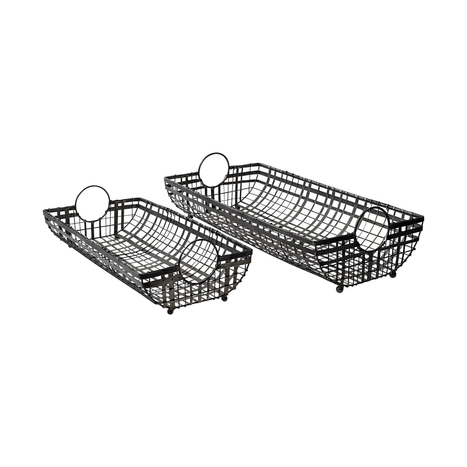 Mercana Kenneth Gray Metal Baskets (Set of 2) - 24