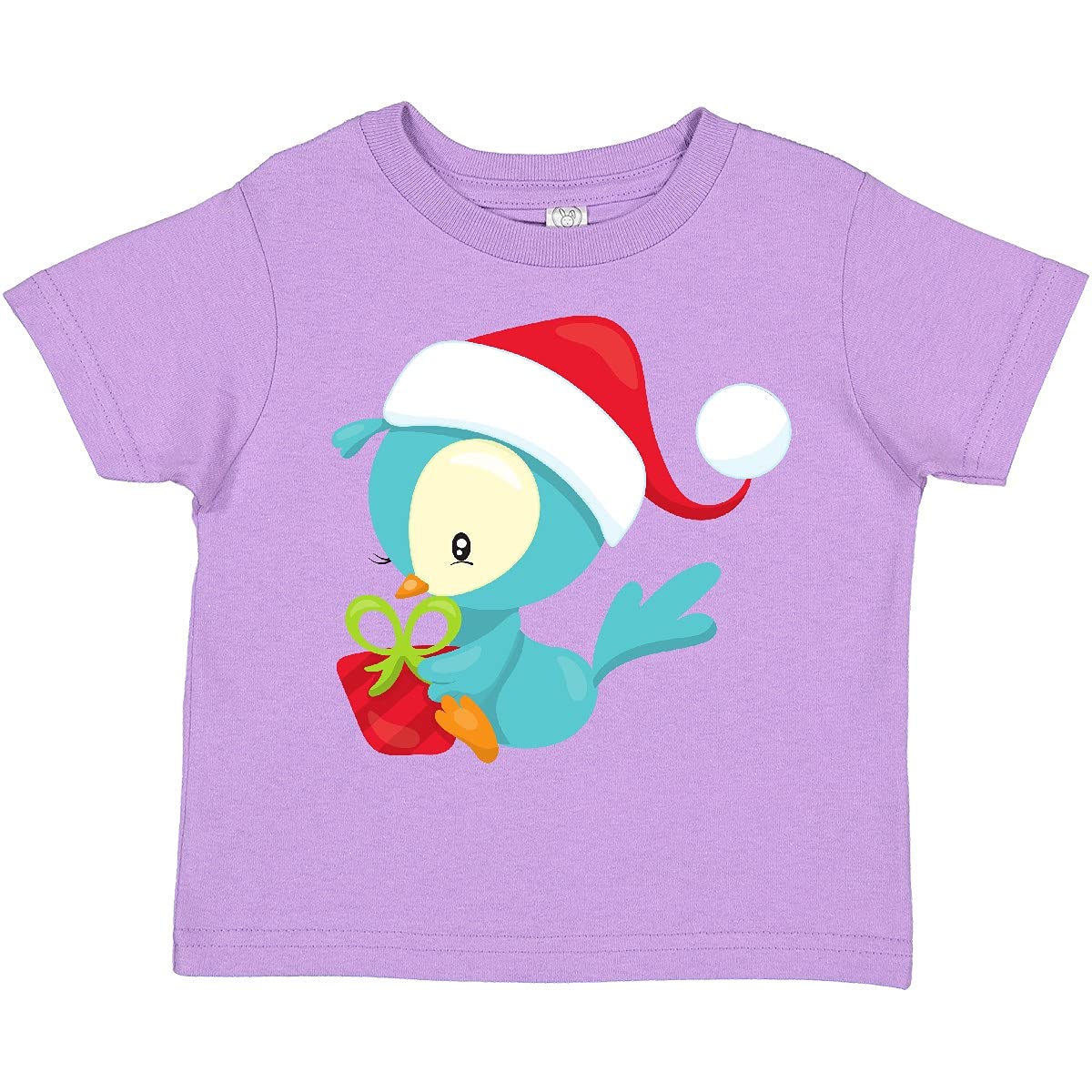 Inktastic Christmas Bird Toddler T-Shirt - Cute Holiday Bird with Santa Hat - Perfect Xmas Gift for Babies & Kids - Great for Family Photos, Holiday Parties & Christmas Morning