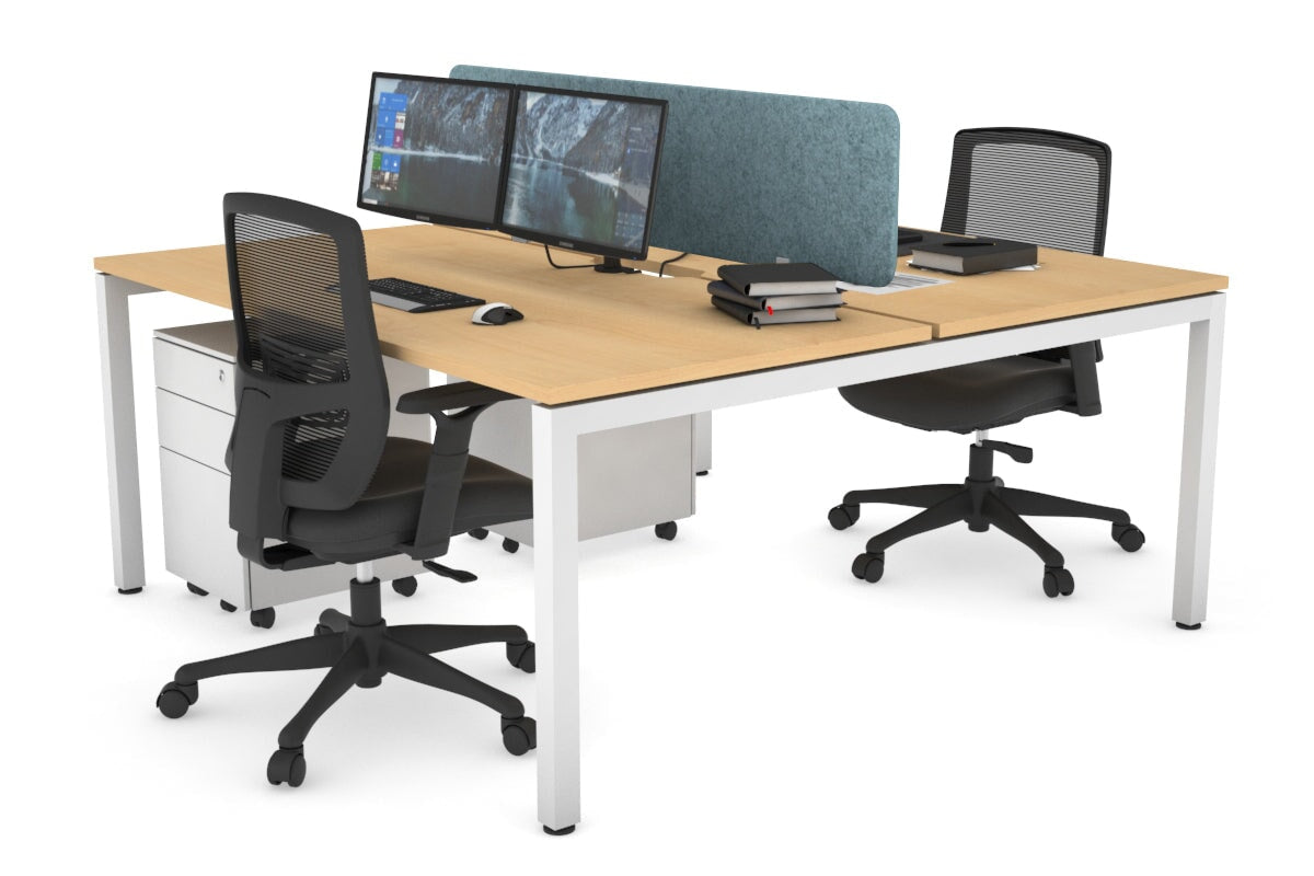 Quadro Square Legs 2 Person Office Workstation Desk - 1400L x 800W with Cable Management Scallop - Perfect for Shared Workspaces & Home Offices
