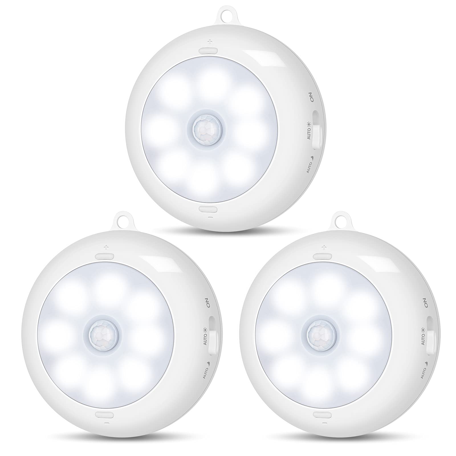 BLS AA Battery Powered Motion Sensor LED Light - 3 Pack Wireless Puck Lights for Under Cabinet, Closet, Hallway, Stairway, Basement & Kitchen | Indoor Stick-On Lighting Solution for Home & Office Use