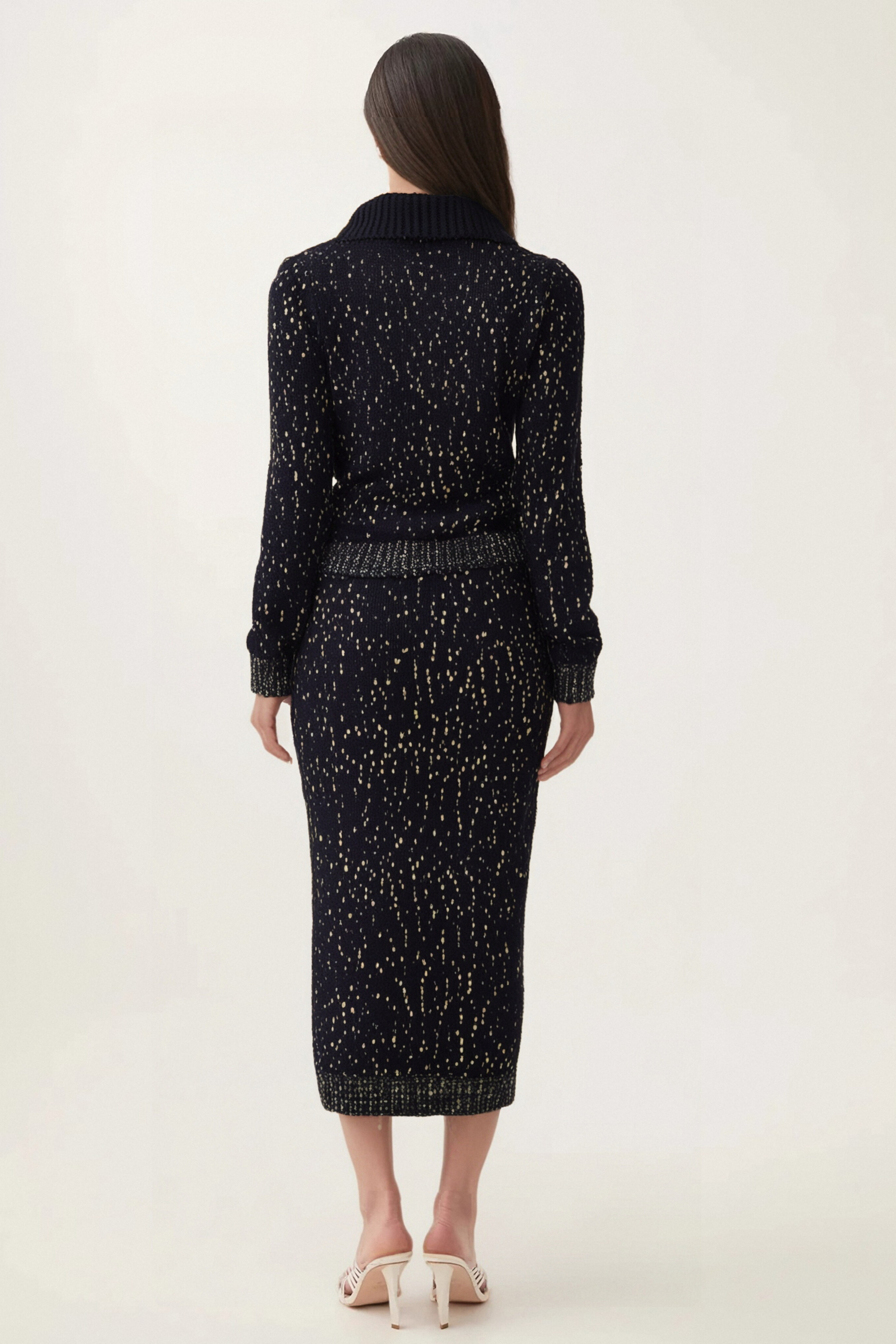 Claudine Navy Blue Crochet Knit Jacket & Skirt Matching Set - Stylish Outfit for Women, Perfect for Spring & Summer, Beach, Vacation, and Casual Wear