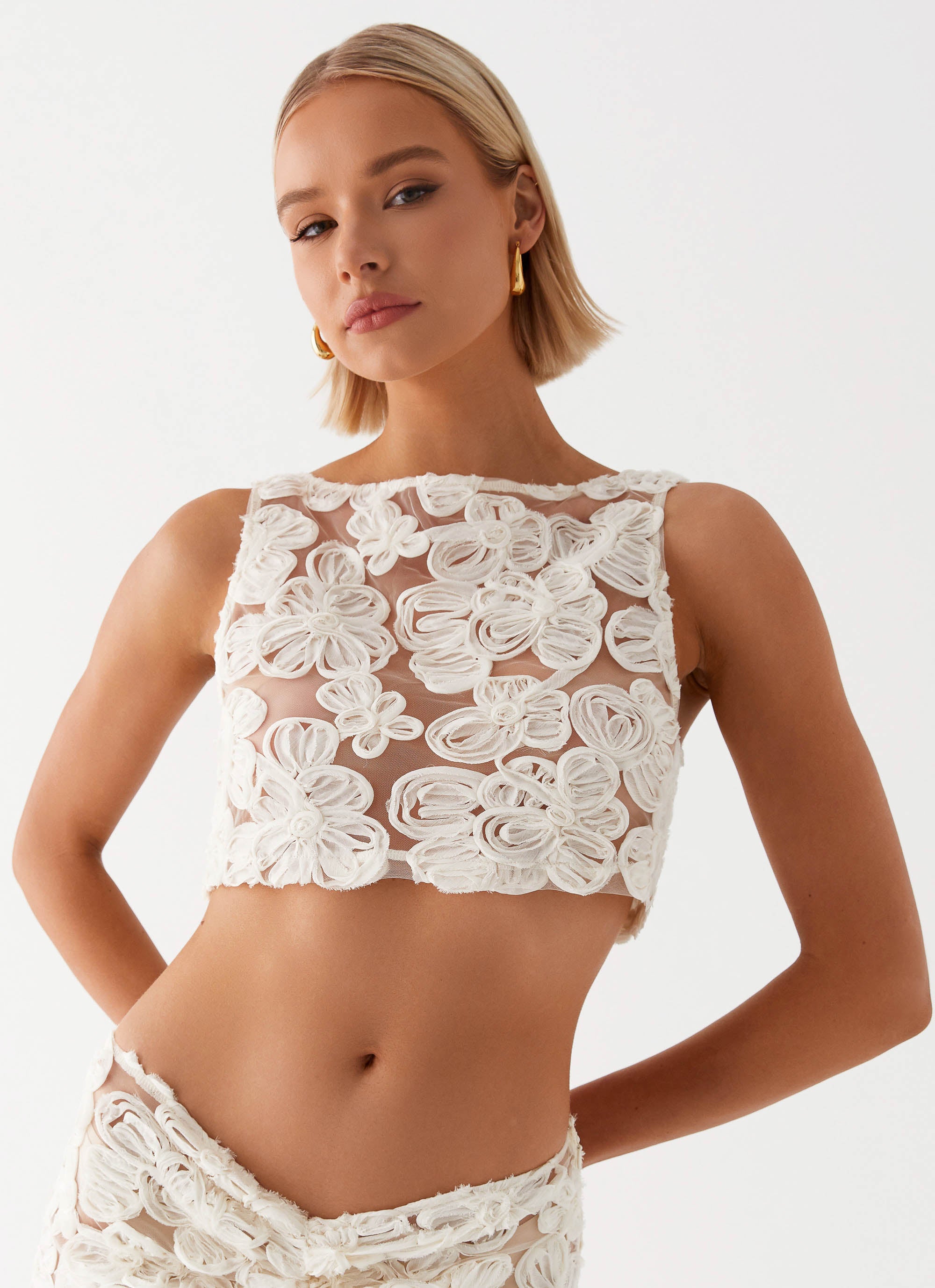 Fiorella Floret Top - Elegant Ivory Blouse for Women | Perfect for Casual Wear, Office & Date Nights