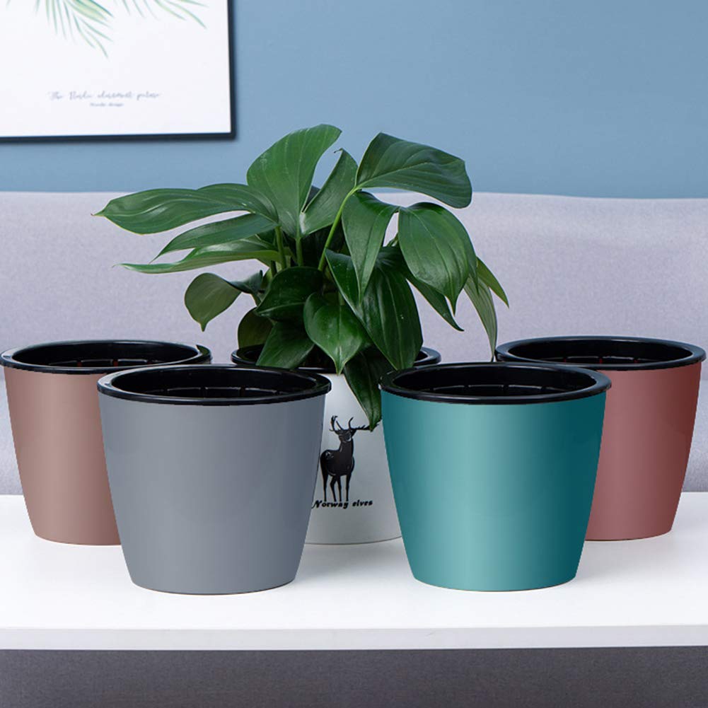 Eco-Friendly Plastic Double Wall Flower Pot Planter - Water Absorption Home & Garden Storage Container (Green) - Perfect for Indoor Plants, Balcony Gardening & Organizing Small Items