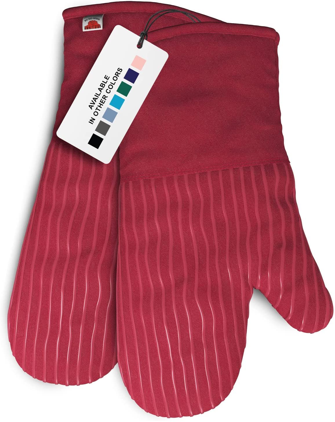 Heat Resistant Silicone Oven Mitts Set - Professional Grade Kitchen Gloves for Cooking, Baking & Grilling - Non-Slip Pot Holders (Red Pair) - Perfect for Home Chefs & BBQ Enthusiasts
