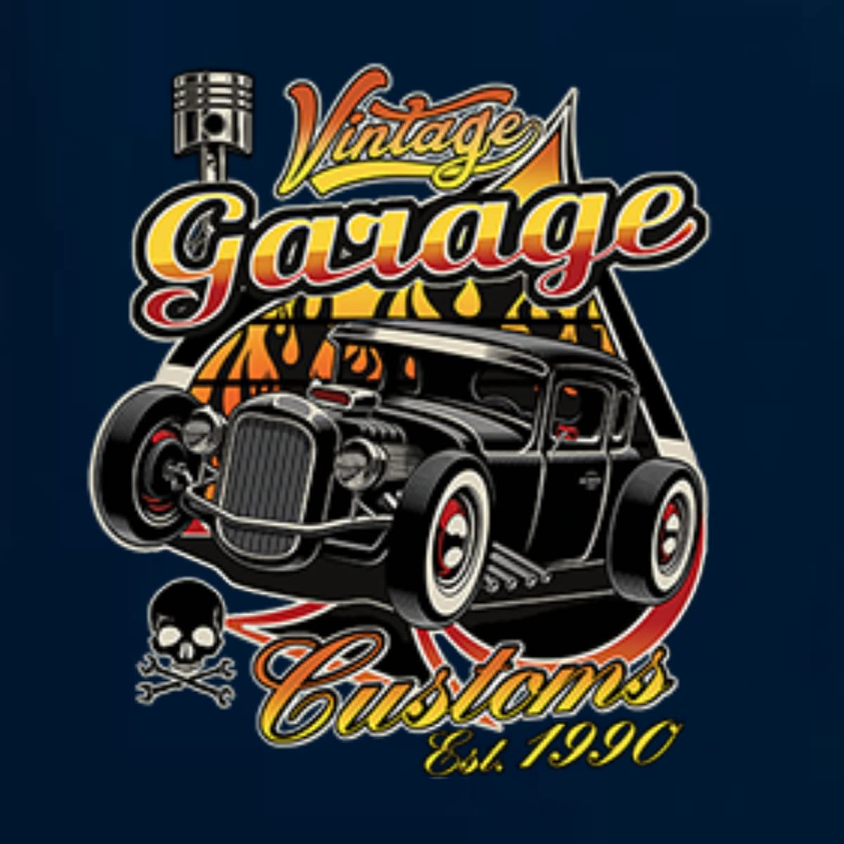 Vintage 1990 Garage Customs Hot Rod Classic Car & Truck Long Sleeve Shirt for Men - Perfect for Car Shows, Cruising & Automotive Enthusiasts
