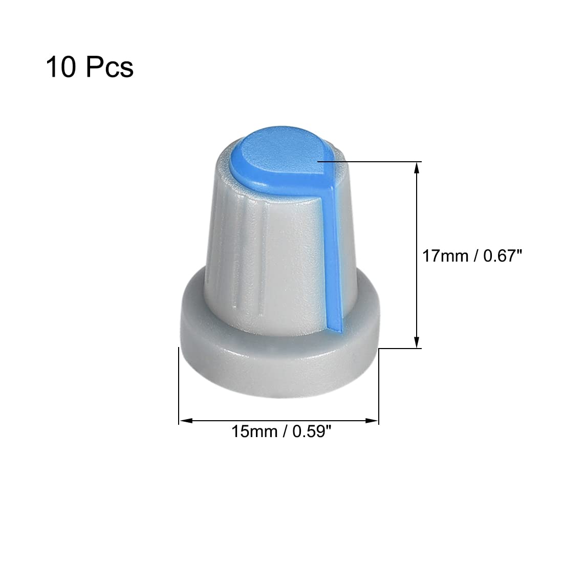 uxcell 10Pcs 6mm Shaft Hole Knob for Speaker Effect Pedal Amplifier - Grey Potentiometer Knob with Blue Mark - Perfect for Guitar Effects, Audio Equipment & DIY Electronics Projects