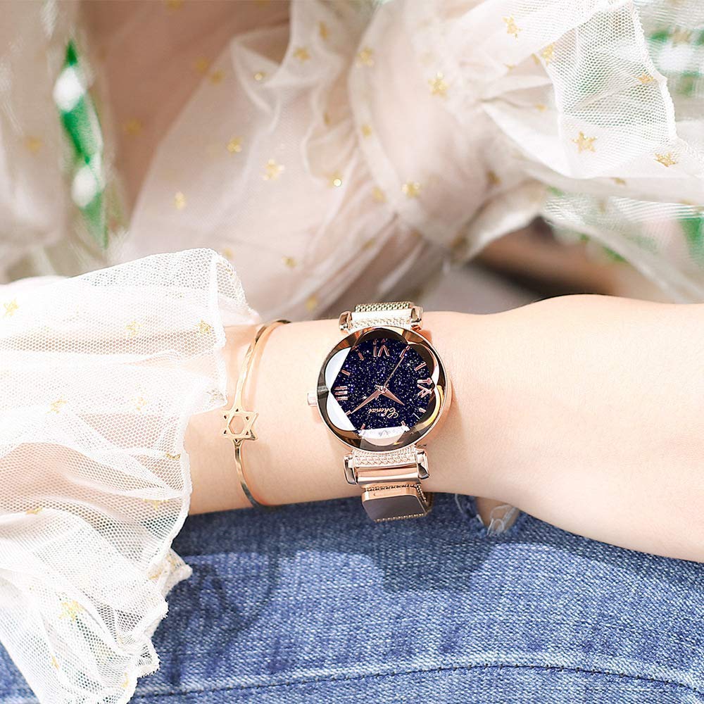 Stylish Magnetic Mesh Bracelet Watch for Women - Waterproof Quartz Watch - Perfect for Casual Wear, Office & Outdoor Activities