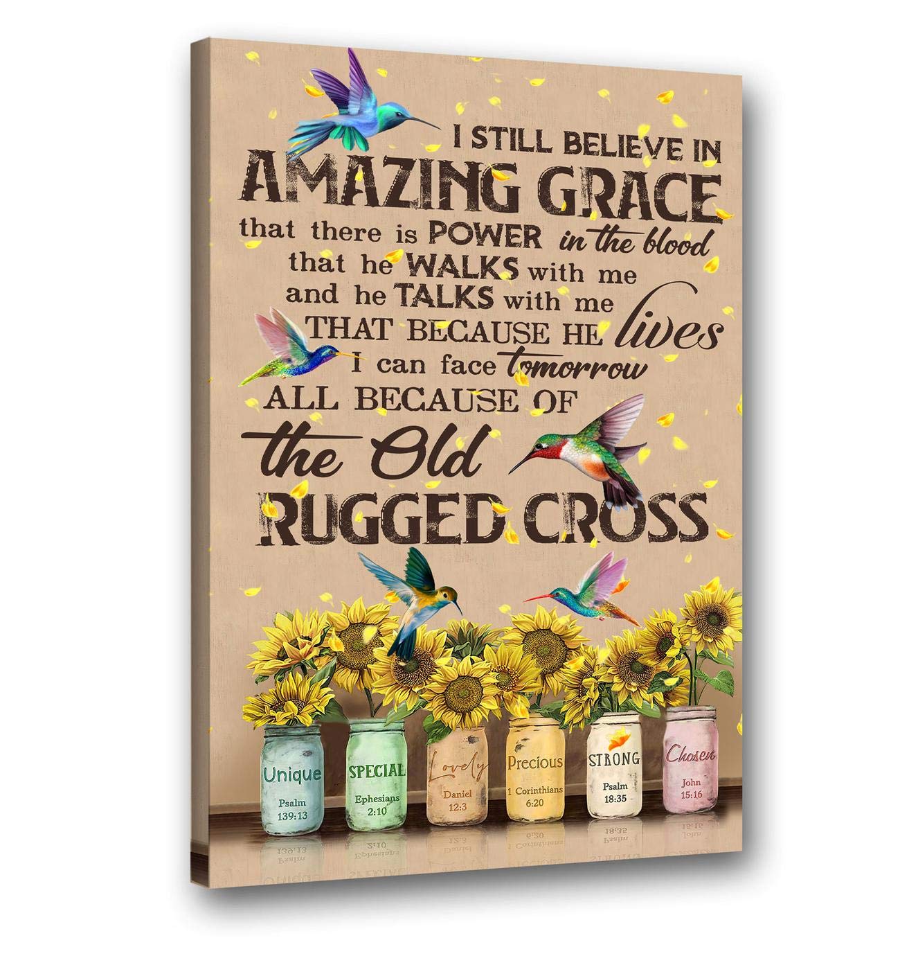 Hummingbird Canvas Art - I Still Believe In Amazing Grace Framed Wall Decor for Home & Camping