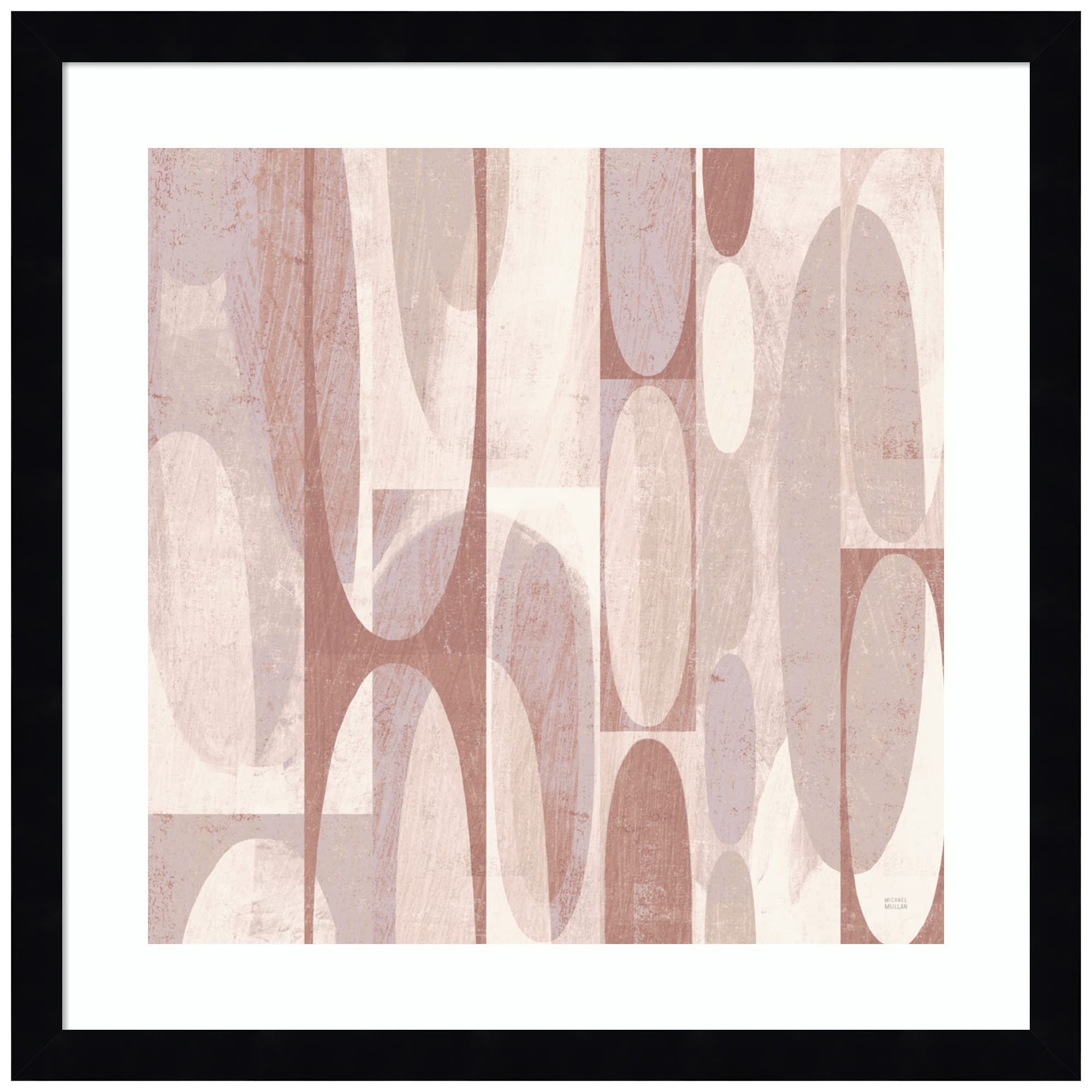 Michael Mullan Amanti Art Mod Pods Blush Wood Framed Wall Art Print - 17x17 Inches with Svelte Noir Black Frame - Perfect for Living Room, Bedroom & Office Decor