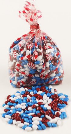 Scott's Cakes Patriotic Mix Chocolate Covered Sunflower Seeds - 1 Pound Resealable Candy Cane Bag - Perfect for Holidays, Parties & Gift Giving