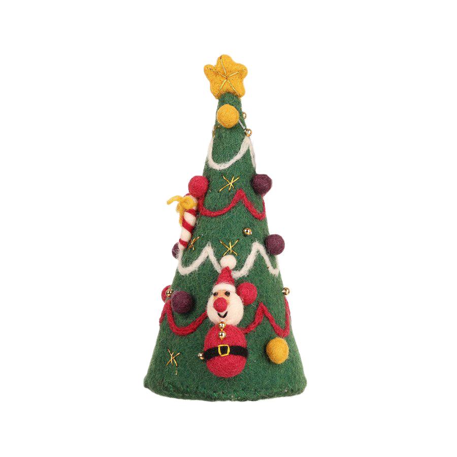 21cm Felt & Knit Christmas Tree with Santa Decoration (57g) - Perfect for Holiday Home Decor, DIY Crafts, and Festive Gift Giving
