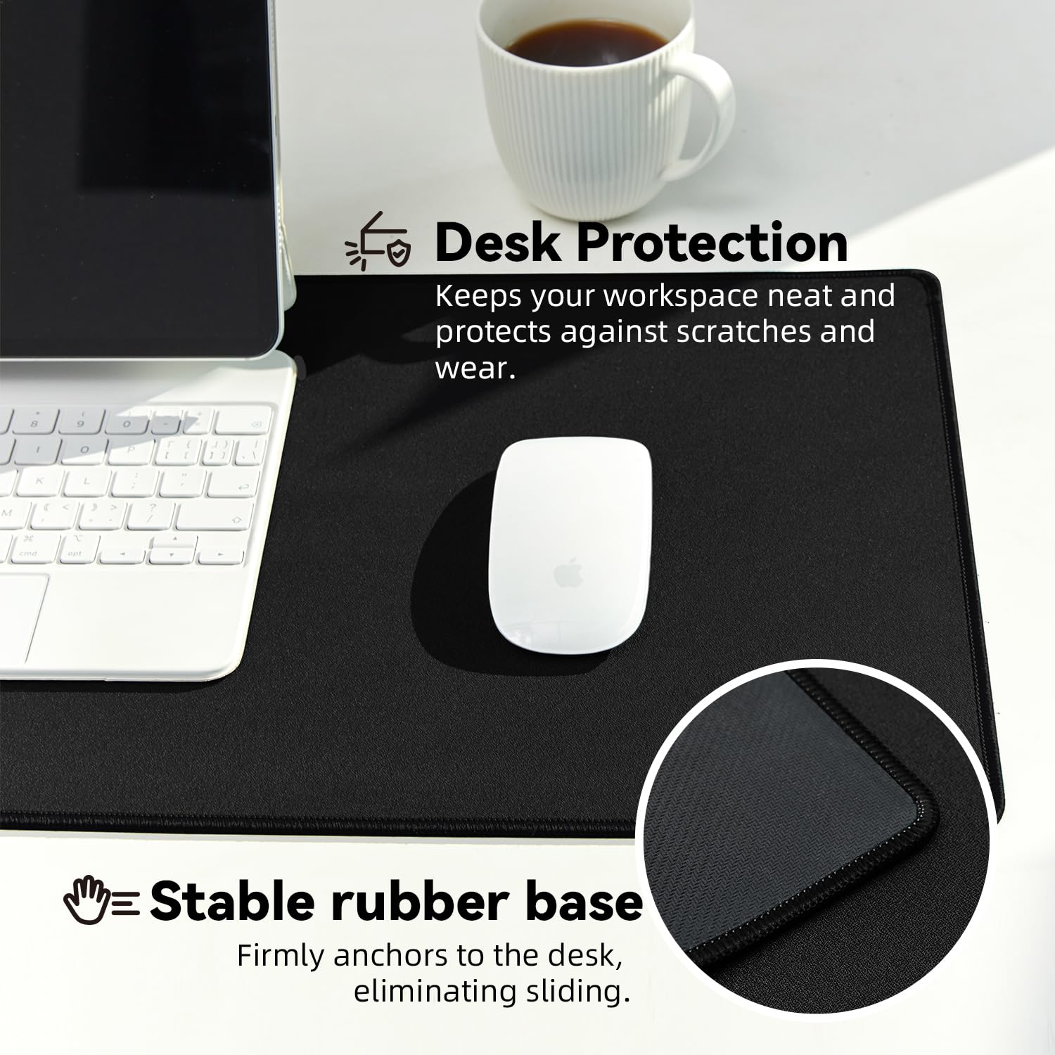 Large Gaming Mouse Pad - Non-Slip Rubber Base & Stitched Edges for PC/Office/Home Use