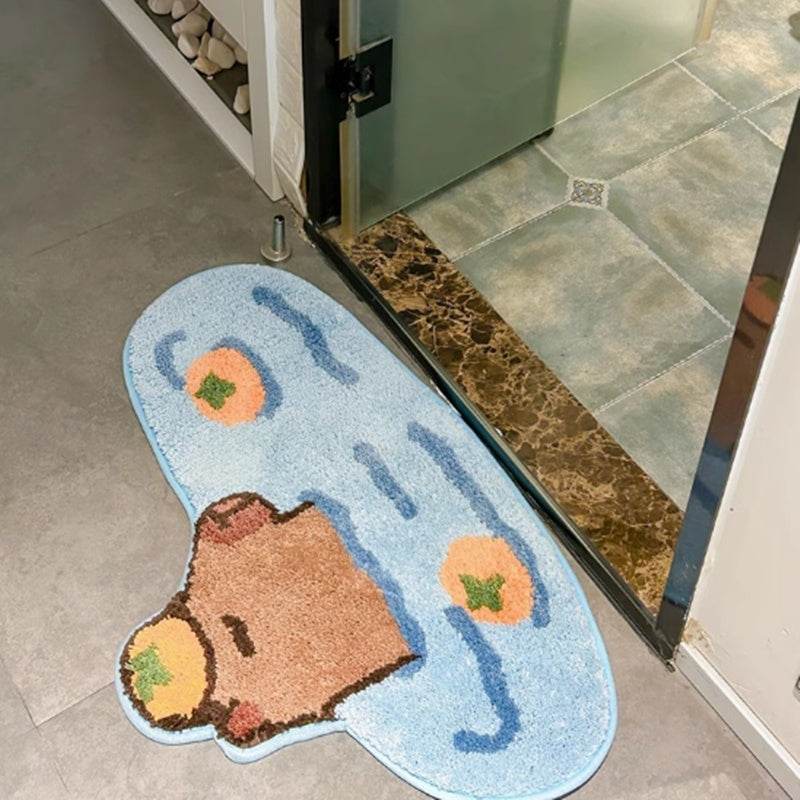 Soft and Cute Capybara Plush Rug - Cozy Animal Print Floor Mat for Kids Room, Nursery, or Living Room Decor