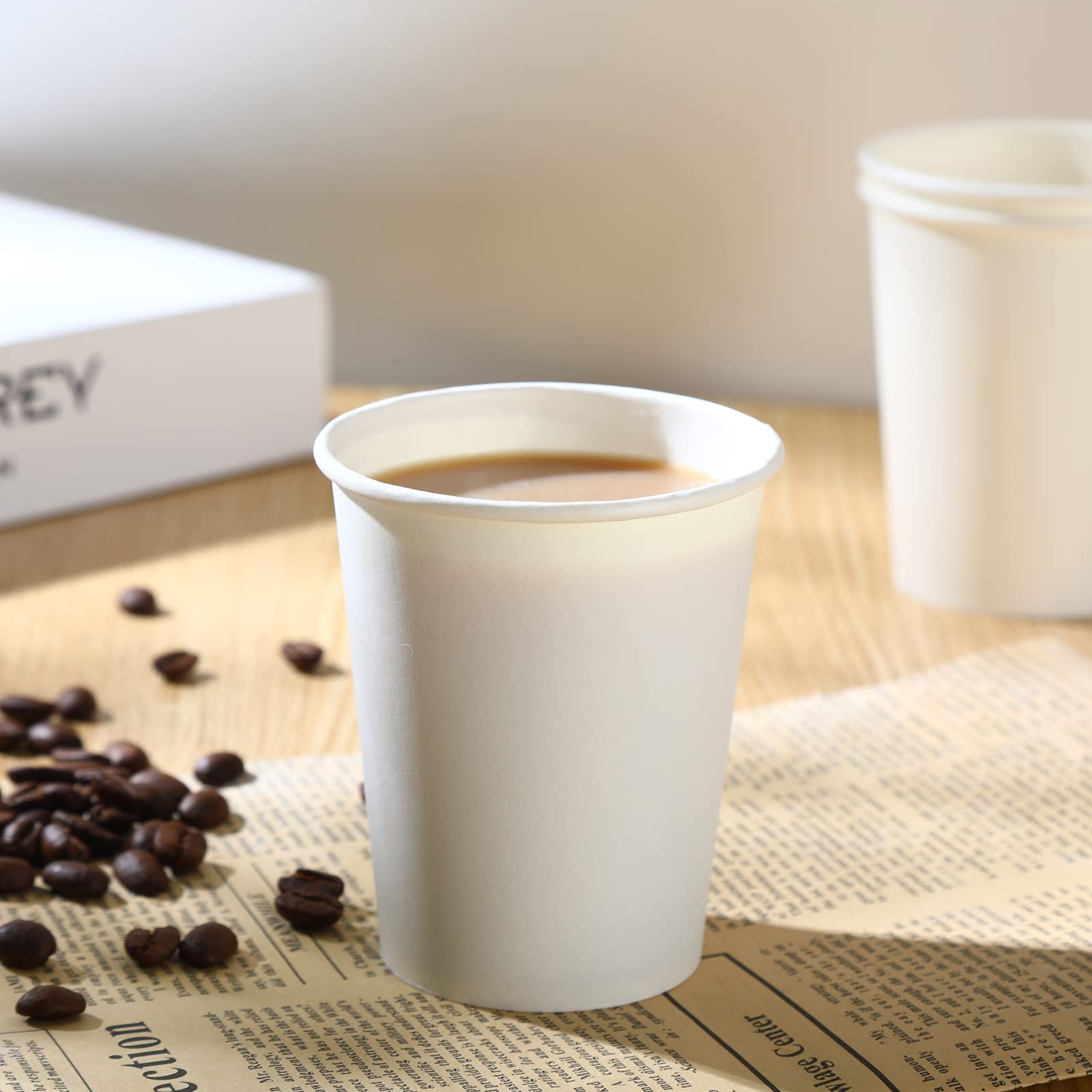 8 Oz Disposable Paper Coffee Cups (300 Pack) - Bulk Hot/Cold Drink Cups for Office, Cafes, Parties & Events - BPA Free & Eco-Friendly