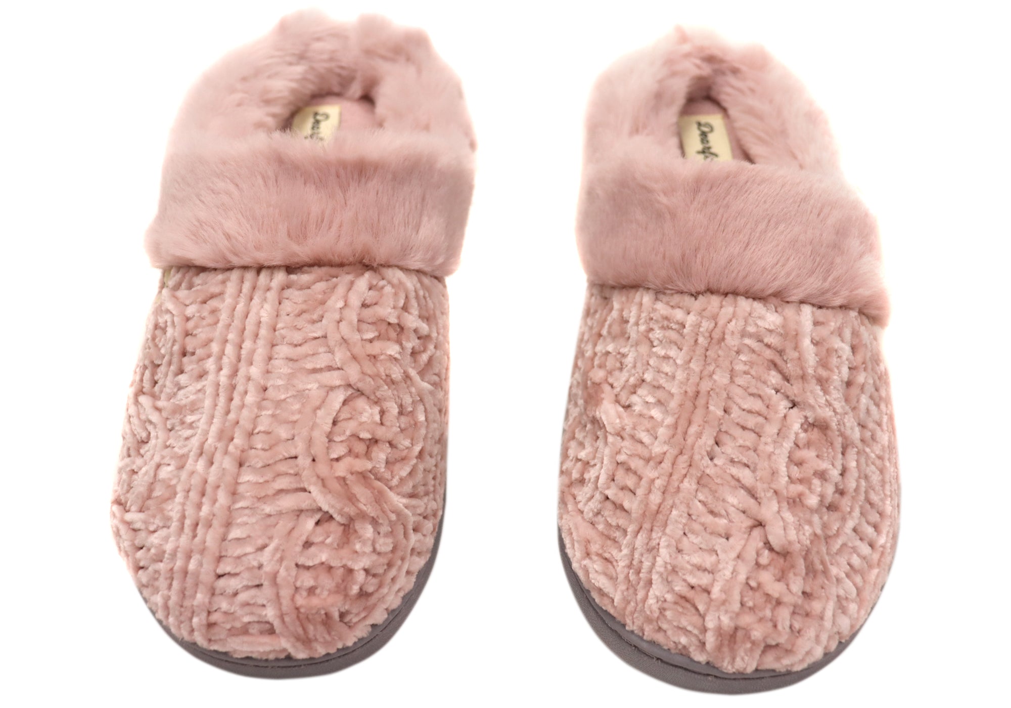 Dearfoams Women's Comfortable Claire Marled Chenille Knit Clog Slippers - Cozy House Shoes for Indoor Relaxation & Lounging