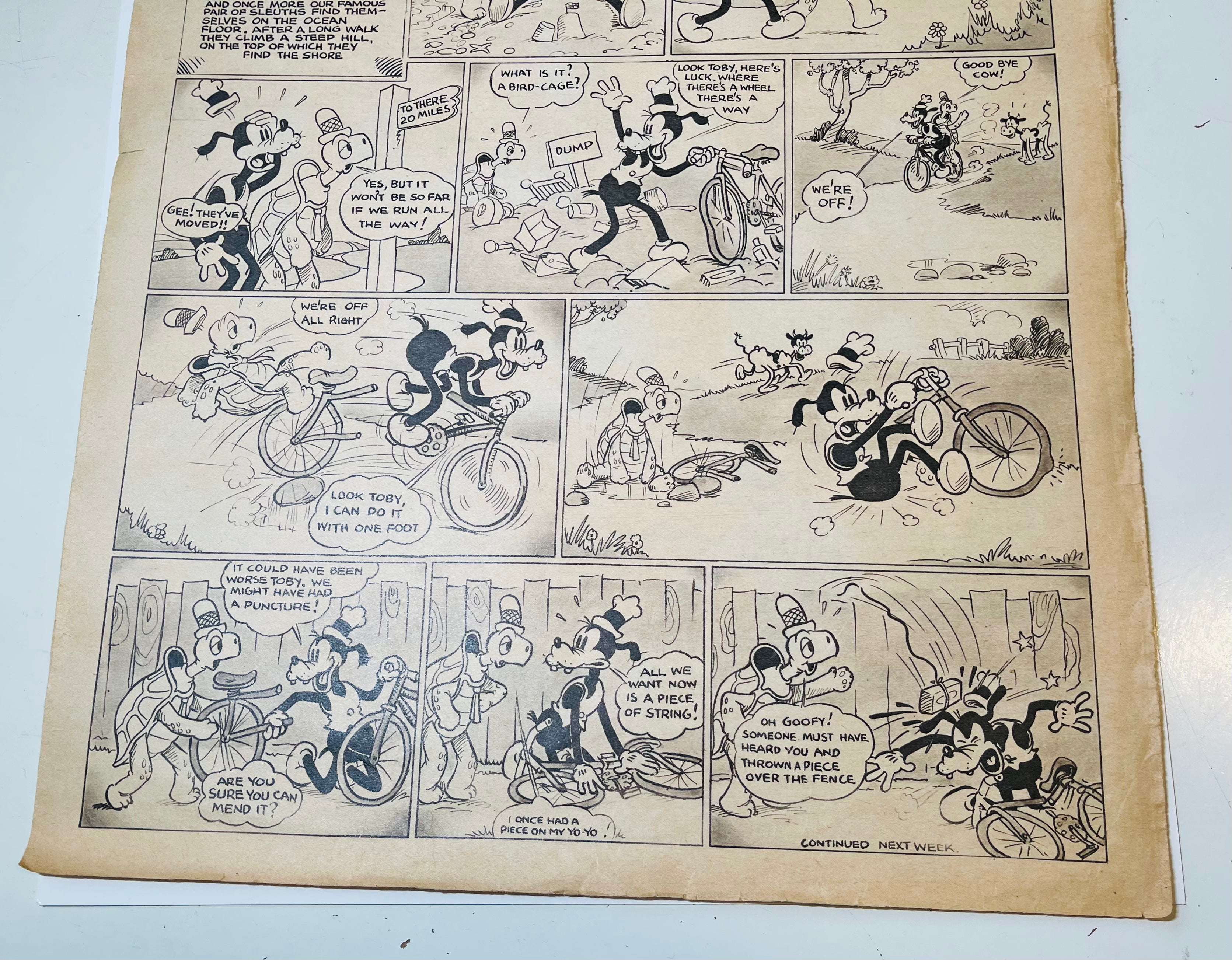 Vintage 1937 Mickey Mouse Disney Comic Strip - Rare Weekly Collection | Perfect for Disney Collectors & Comic Enthusiasts