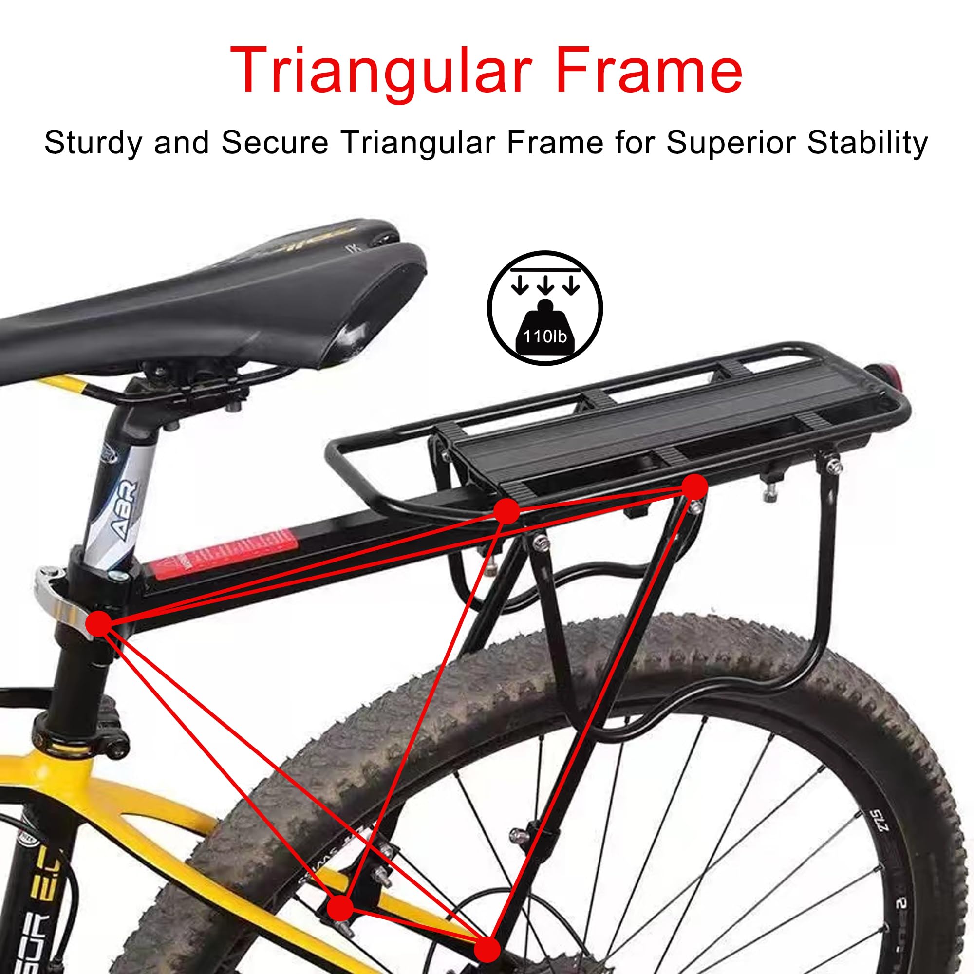 Aluminum Alloy Rear Bike Rack - Quick Release Cargo Carrier for Bicycle Back | Perfect for Commuting, Grocery Shopping & Outdoor Adventures