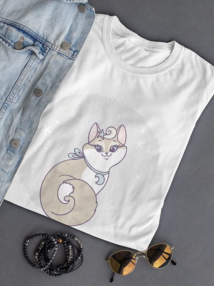 Stylish Women's Cute Cat with Curly Tail Graphic T-Shirt - Perfect for Casual Wear, Weekend Outfits & Cat Lovers
