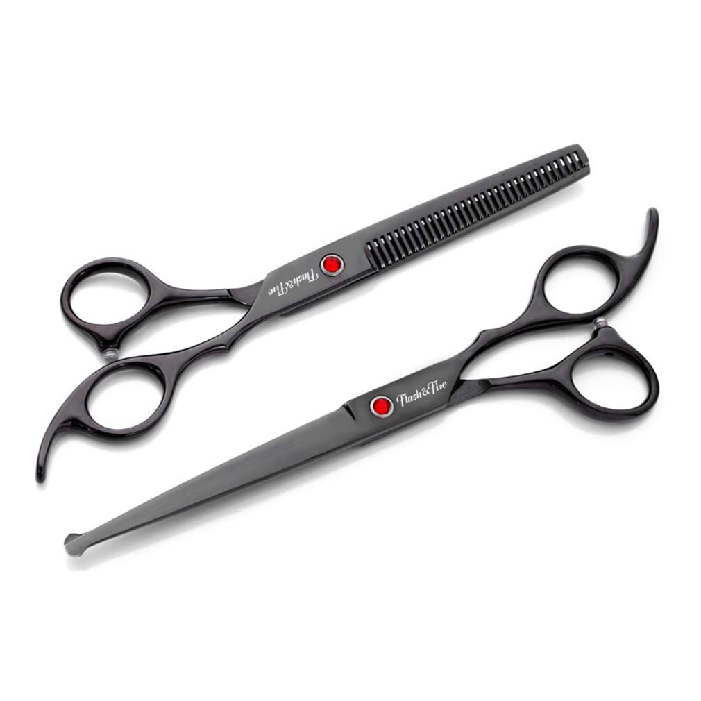 Premium Stainless Steel Pet Grooming Scissors Set - Professional Dog & Cat Hair Cutting Shears with Round Tip, Straight & Thinning Scissors for Safe Trimming - Perfect for Home Pet Grooming & Professional Use