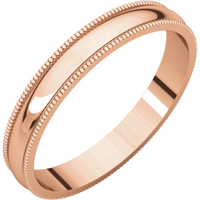 14K Gold 3mm Lightweight Milgrain Wedding Band for Women - Elegant & Durable Ring for Engagement, Anniversary, and Everyday Wear