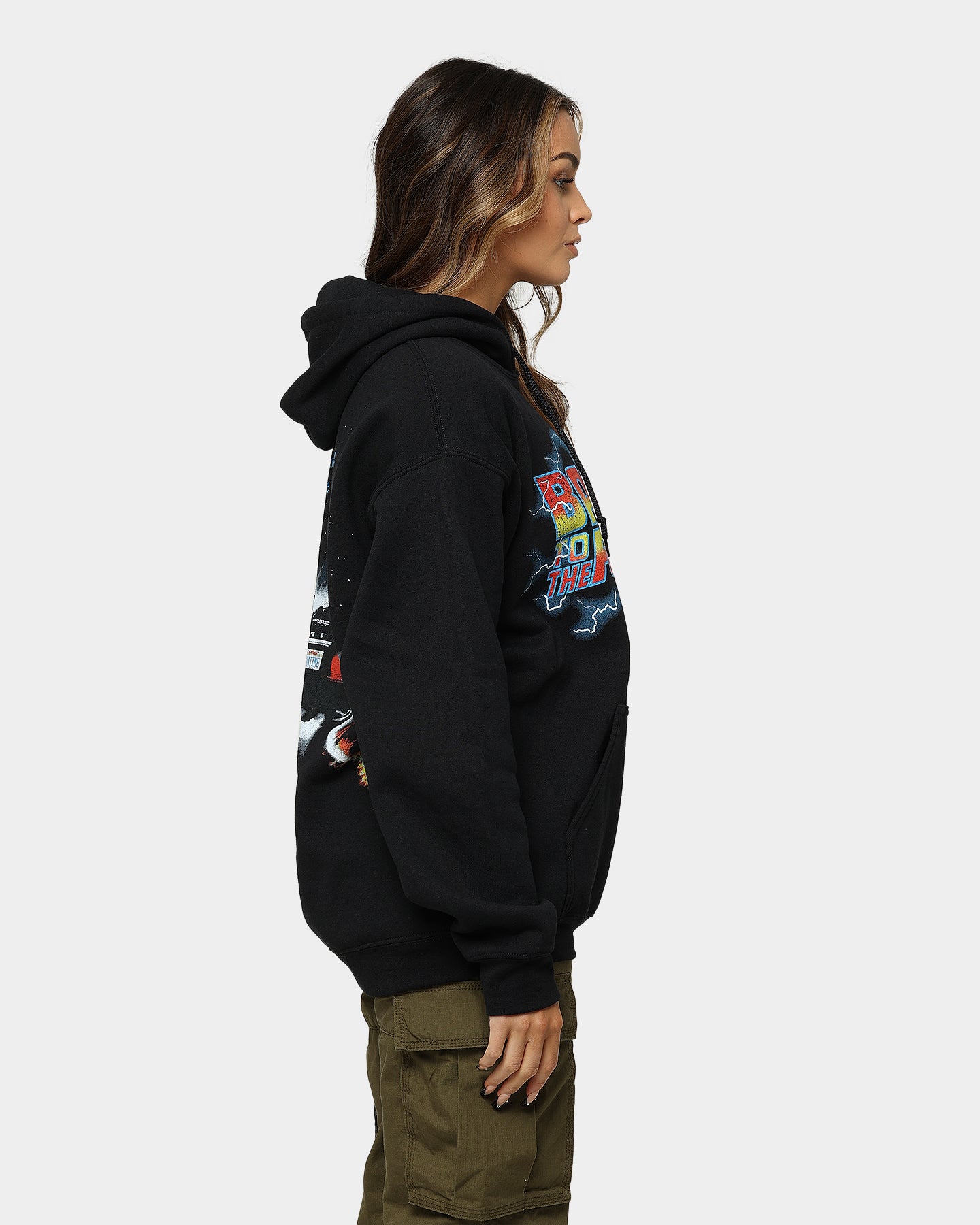 Back To The Future 1 Hoodie - Vintage Movie Merchandise - American Thrift Black Sweatshirt - Perfect for Cosplay, Movie Nights & 80s Retro Fashion