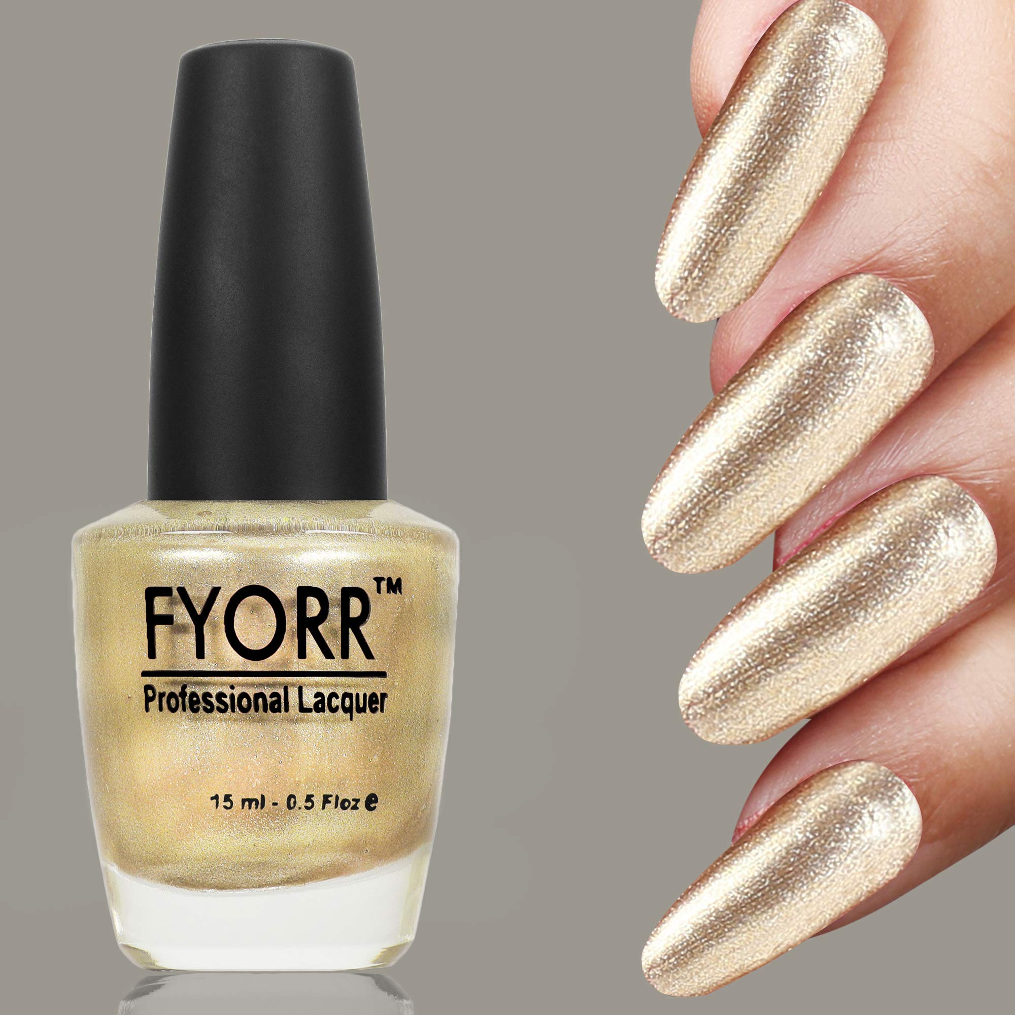 FYORR 15ML Quick Dry Nail Polish - Long Lasting, Smooth Finish, Gold Rush Shimmer - Perfect for Manicures, Pedicures, and Nail Art Designs