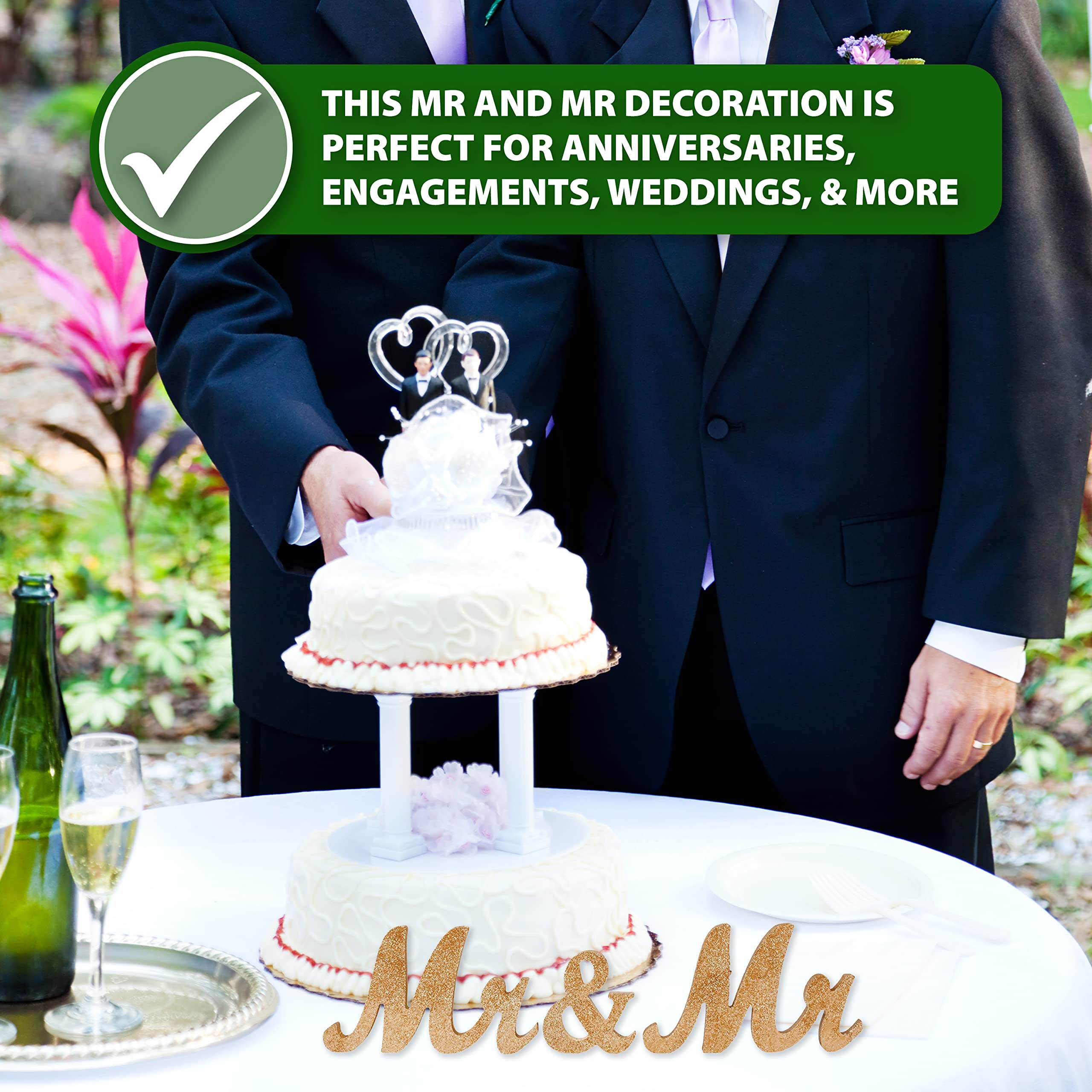 White Wood Gay Men Wedding Sign - Handcrafted LGBT Wedding Decor for Same-Sex Couples | Perfect for Gay Weddings, Engagement Parties & LGBTQ+ Celebrations