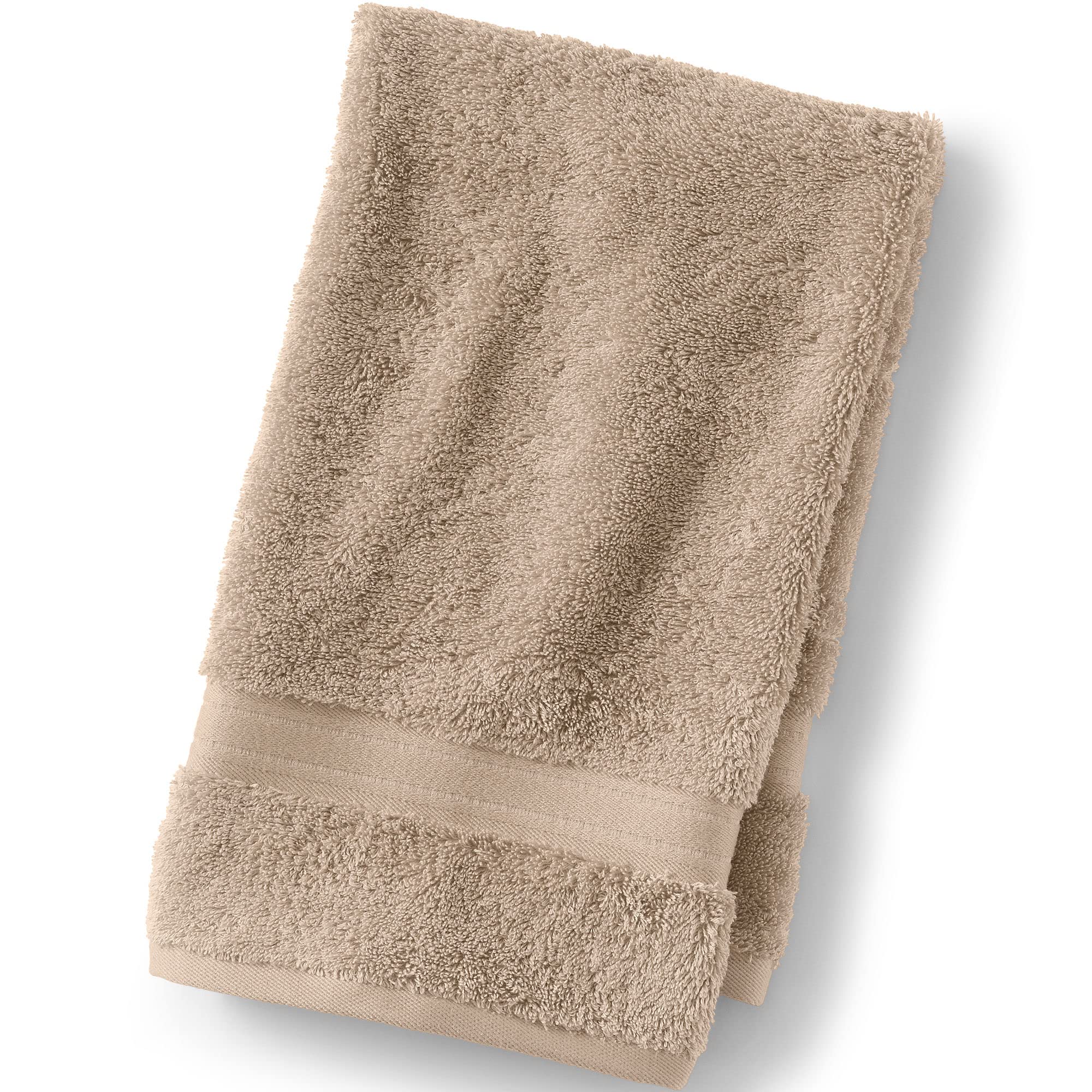 Lands' End Supima Cotton Antelope Bath and Hand Towel Set - Ultra Soft & Absorbent for Bathroom, Spa, and Beach Use